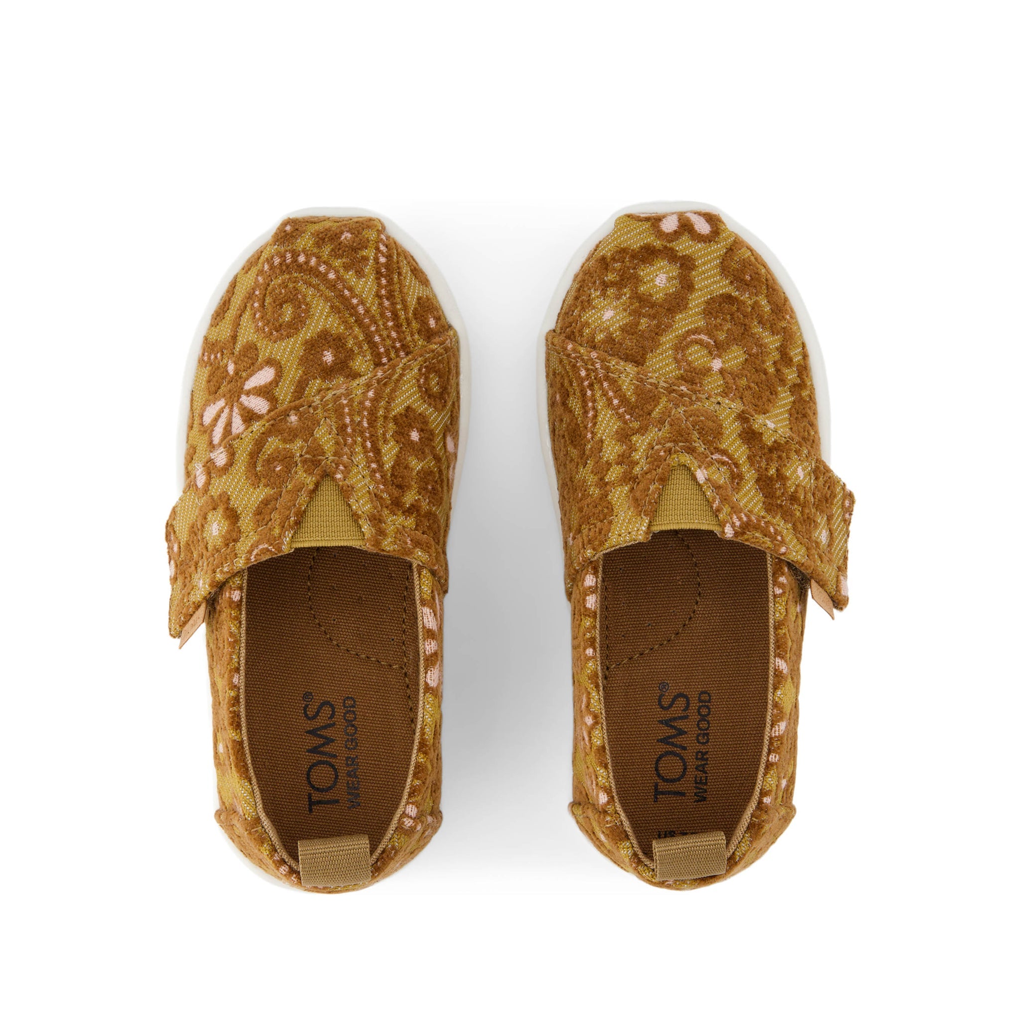 Alpargata Golden Honey Floral Brocade Toddler Shoe Top View