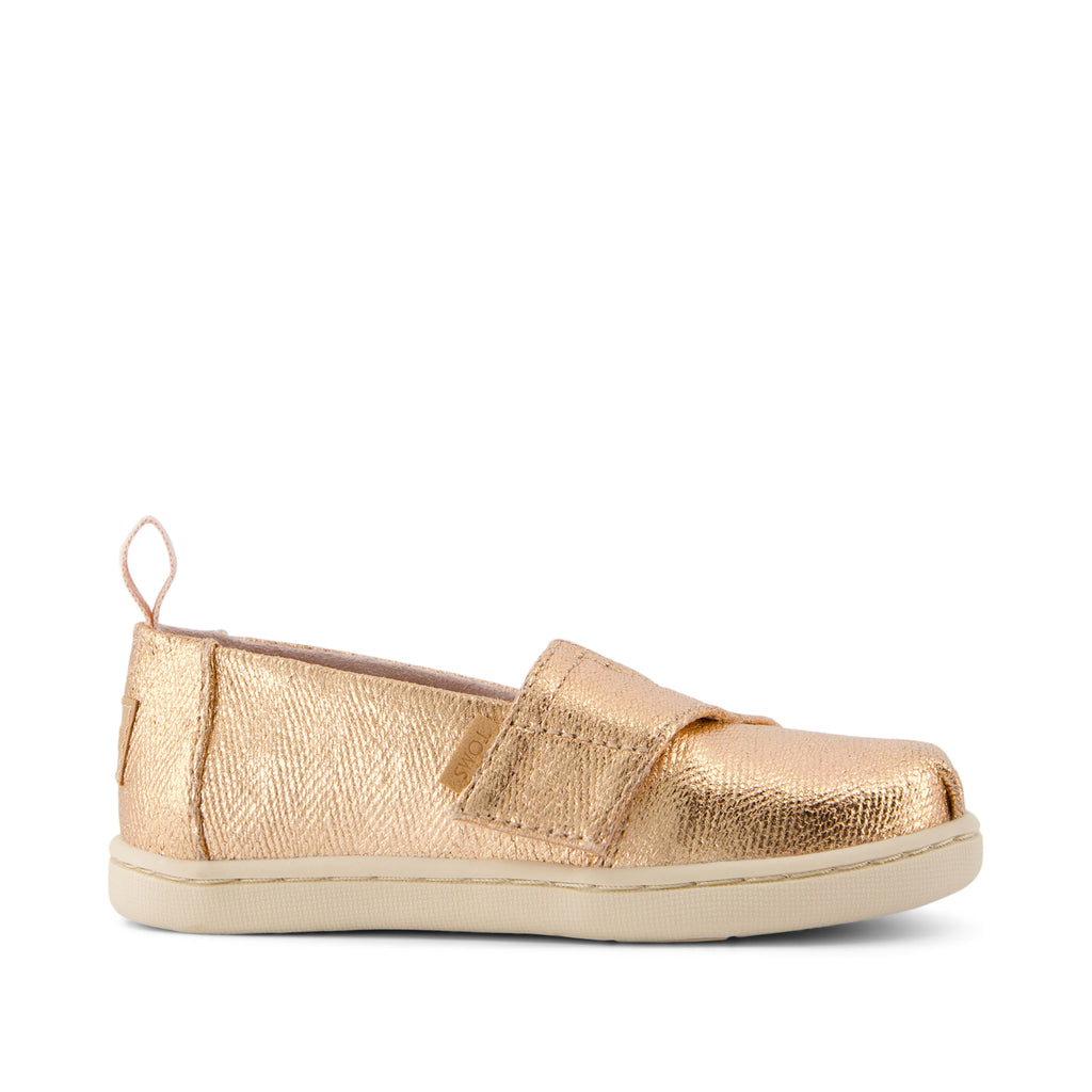 Alpargata Toddler Shoe - Rose Gold Metallic Herringbone Side View