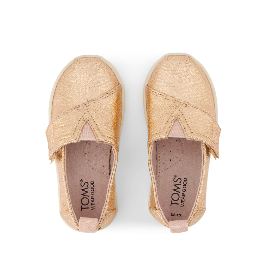 Alpargata Toddler Shoe - Rose Gold Metallic Herringbone Top View