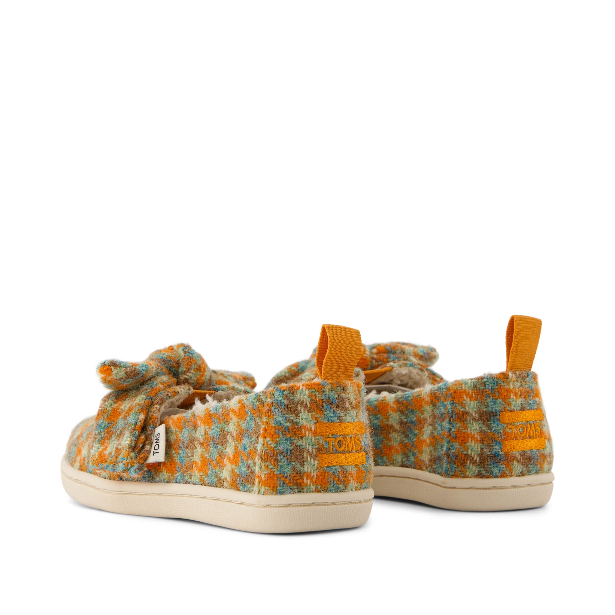 Alpargata Toddler Shoe - Multi Cozy Houndstooth with Bow Back View
