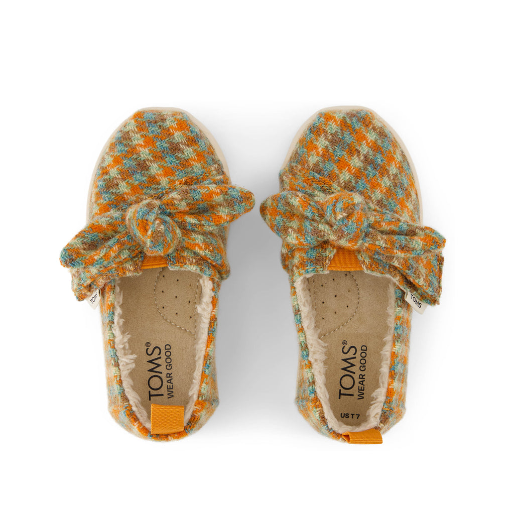 Alpargata Toddler Shoe - Multi Cozy Houndstooth with Bow Top View