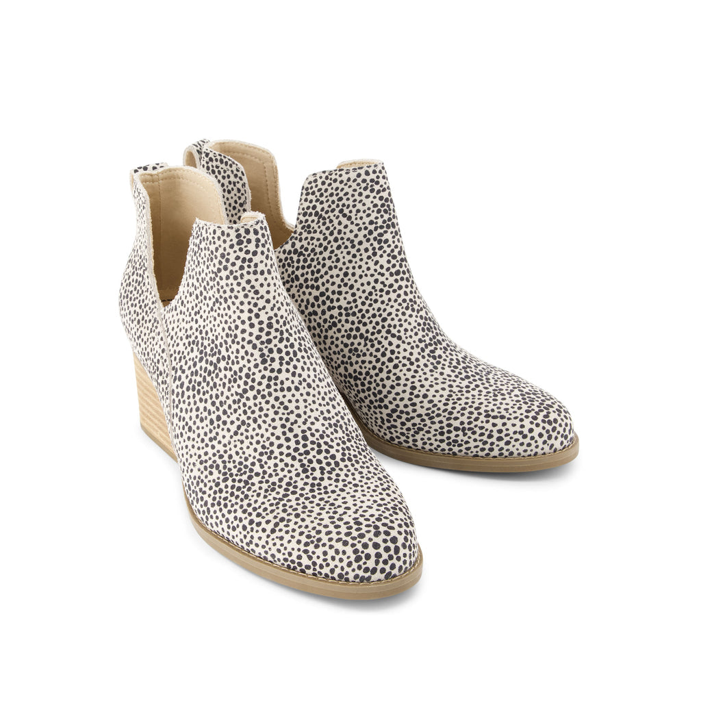Gwen Natural Mini Cheetah Suede Wedge Boot Front View