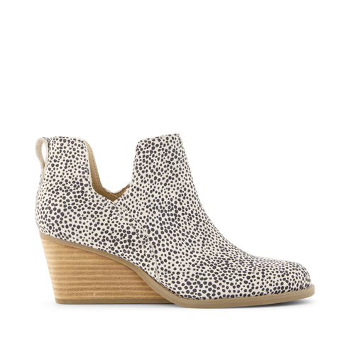 Gwen Natural Mini Cheetah Suede Wedge Boot Side View