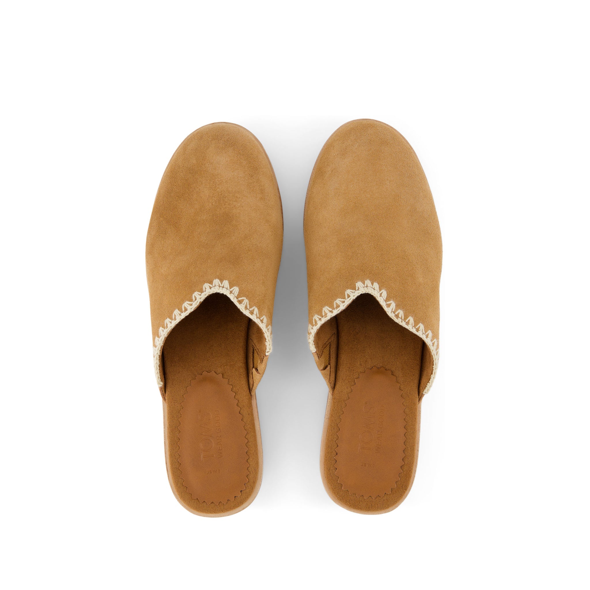 Addison Brown Suede Deco Stitch Clog Heel Top View