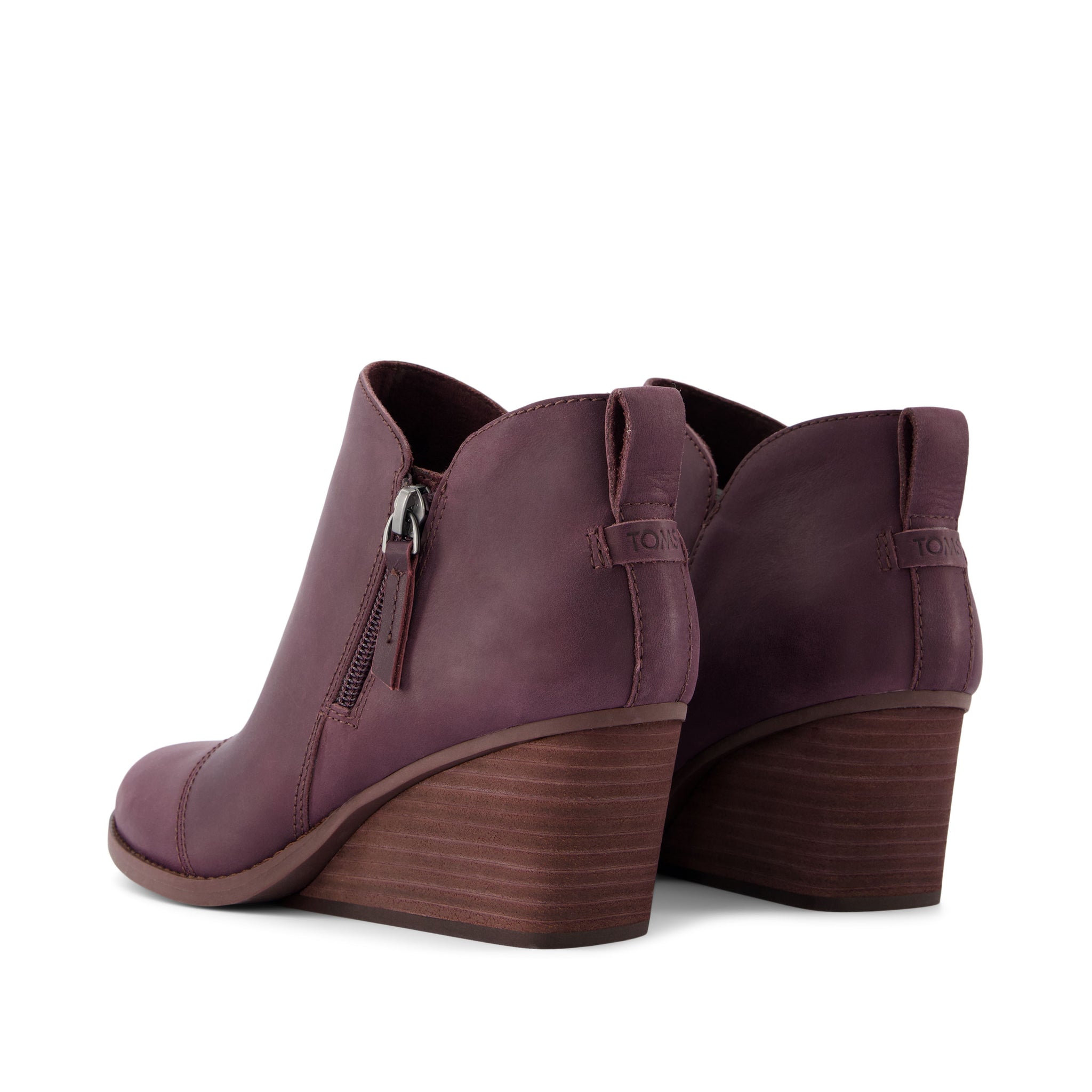 Goldie Blackberry Leather Wedge Boot Back View