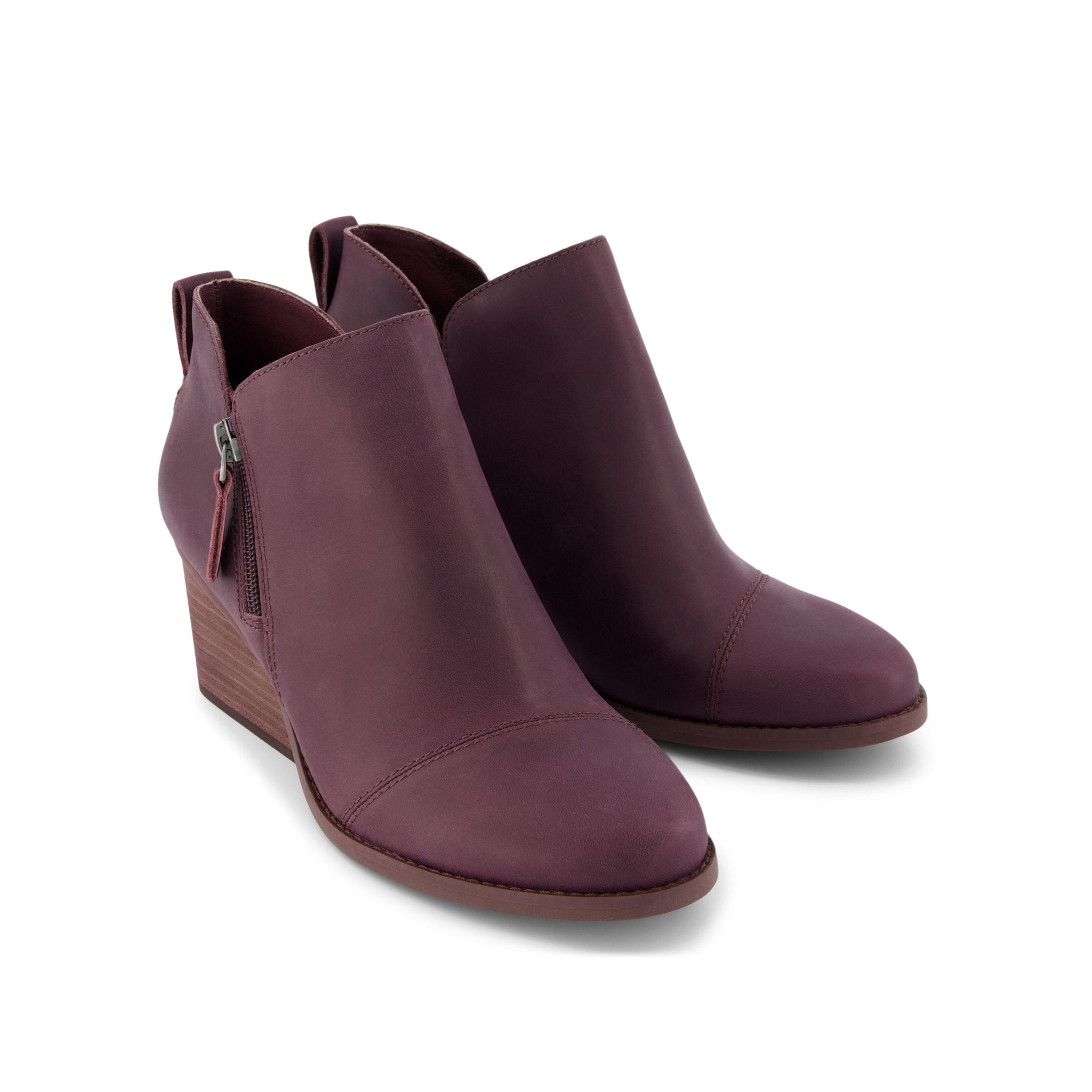 Goldie Blackberry Leather Wedge Boot Front View