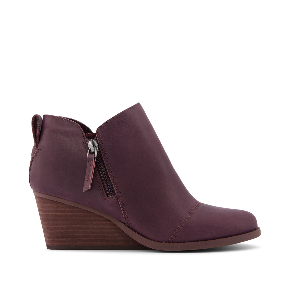 Goldie Blackberry Leather Wedge Boot Side View