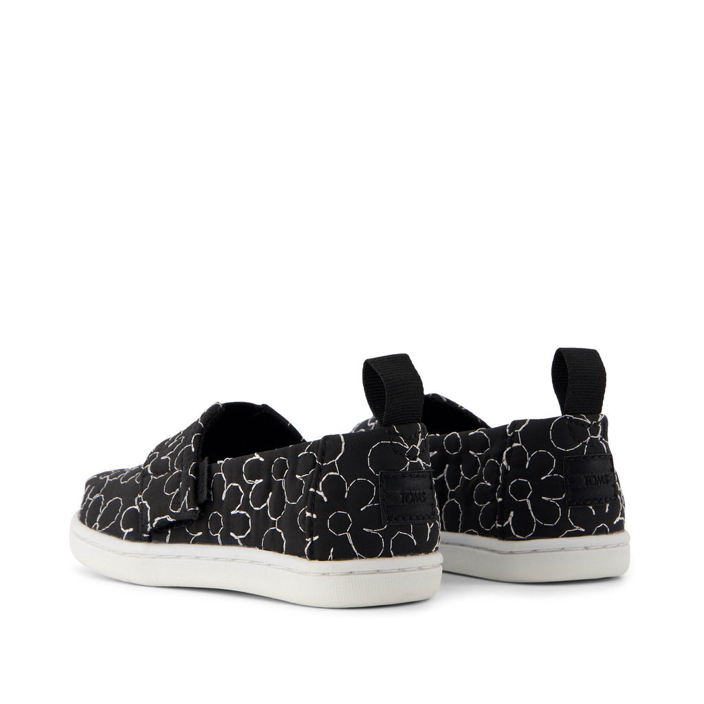 Alpargata Black Quilted Daisy Toddler Shoe Back View