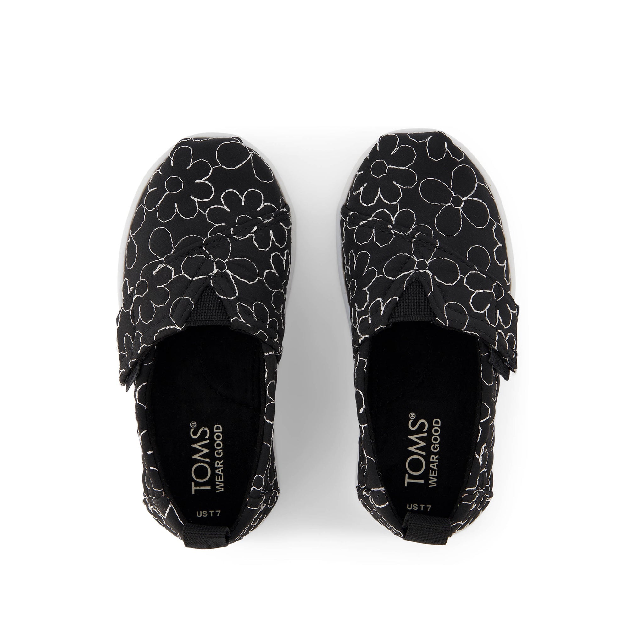 Alpargata Black Quilted Daisy Toddler Shoe Top View