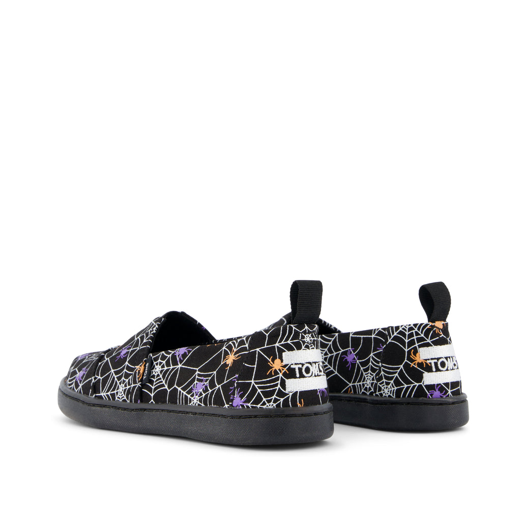 Alpargata Kids Shoe - Black Glow In The Dark Spiders Back View