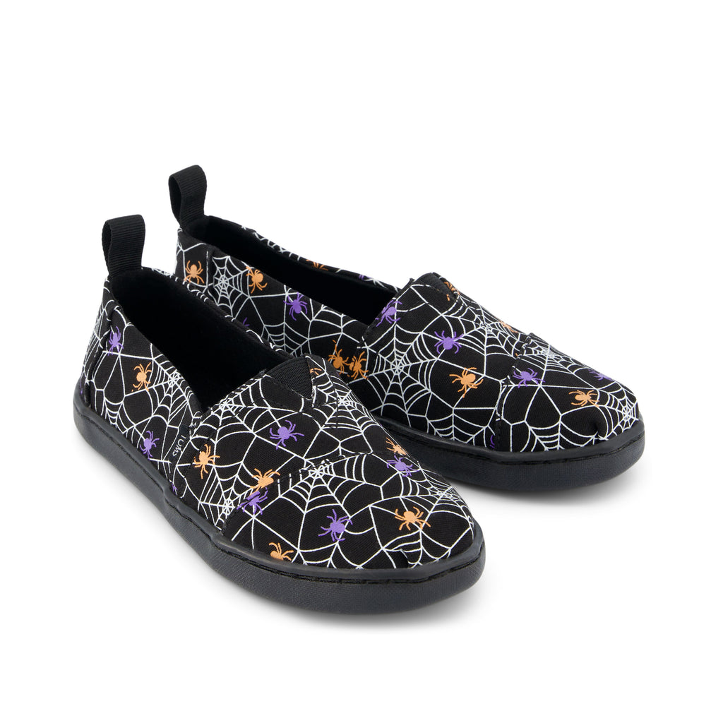 Alpargata Kids Shoe - Black Glow In The Dark Spiders Front View