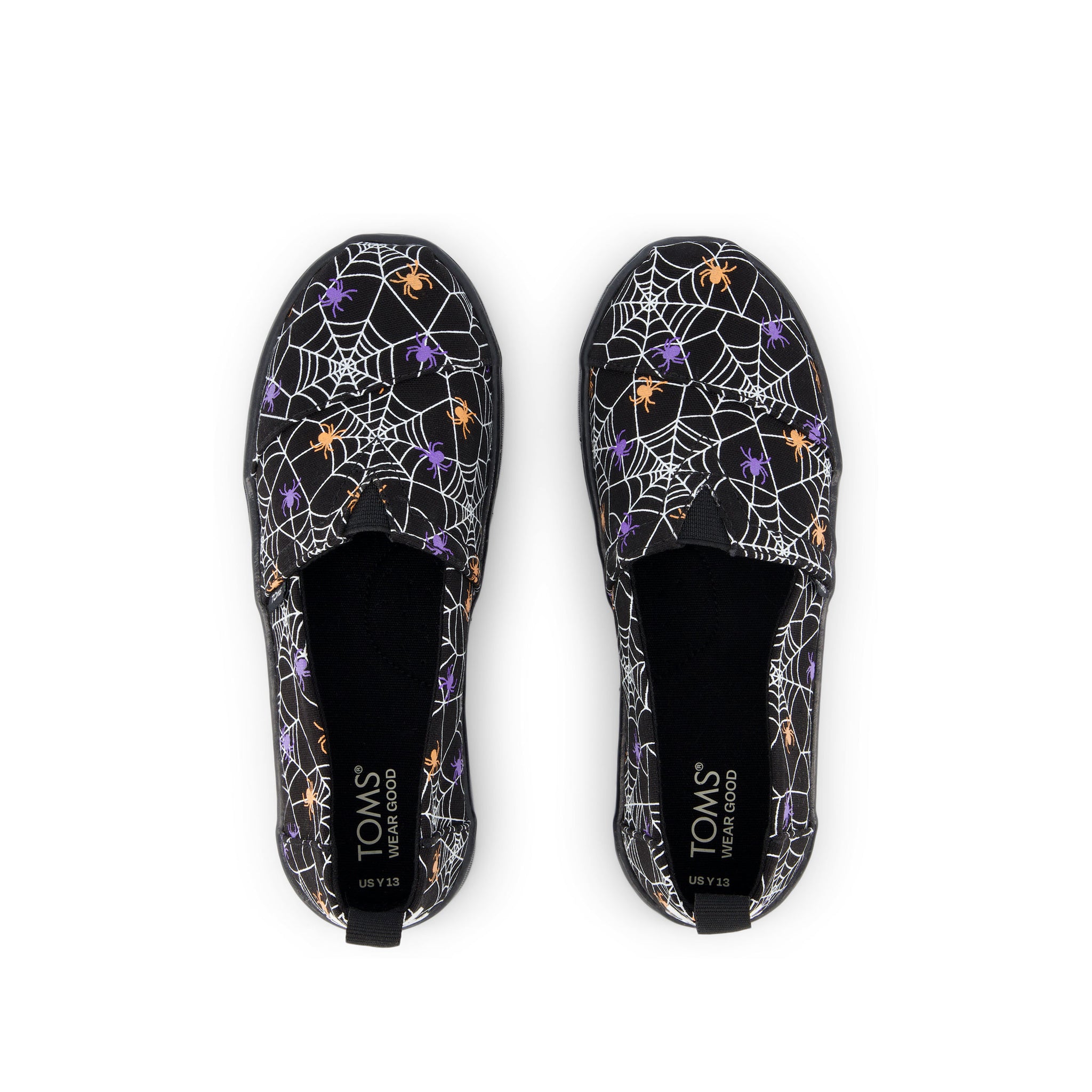 Alpargata Kids Shoe - Black Glow In The Dark Spiders Top View