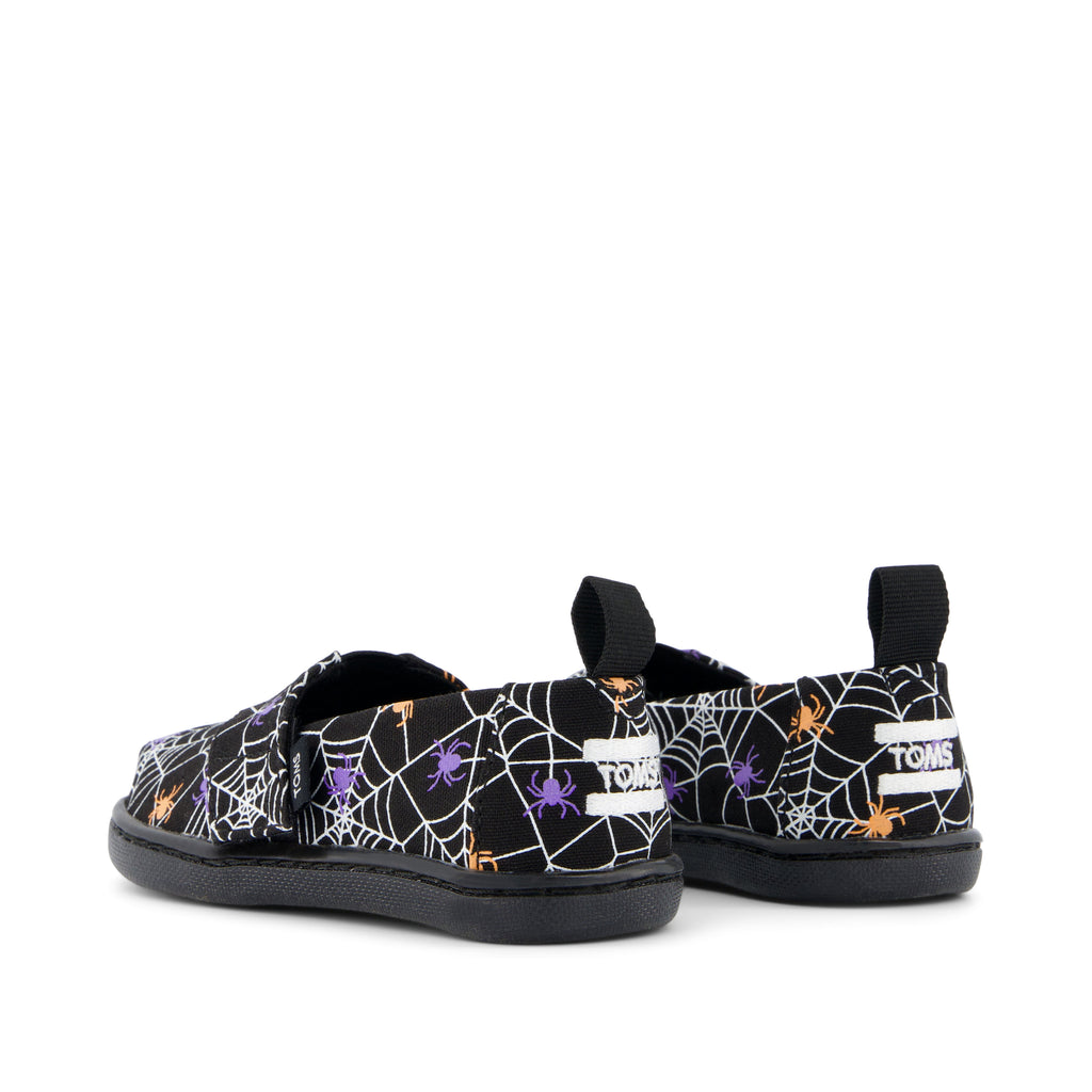 Alpargata Toddler Shoe - Black Glow In The Dark Spiders Back View