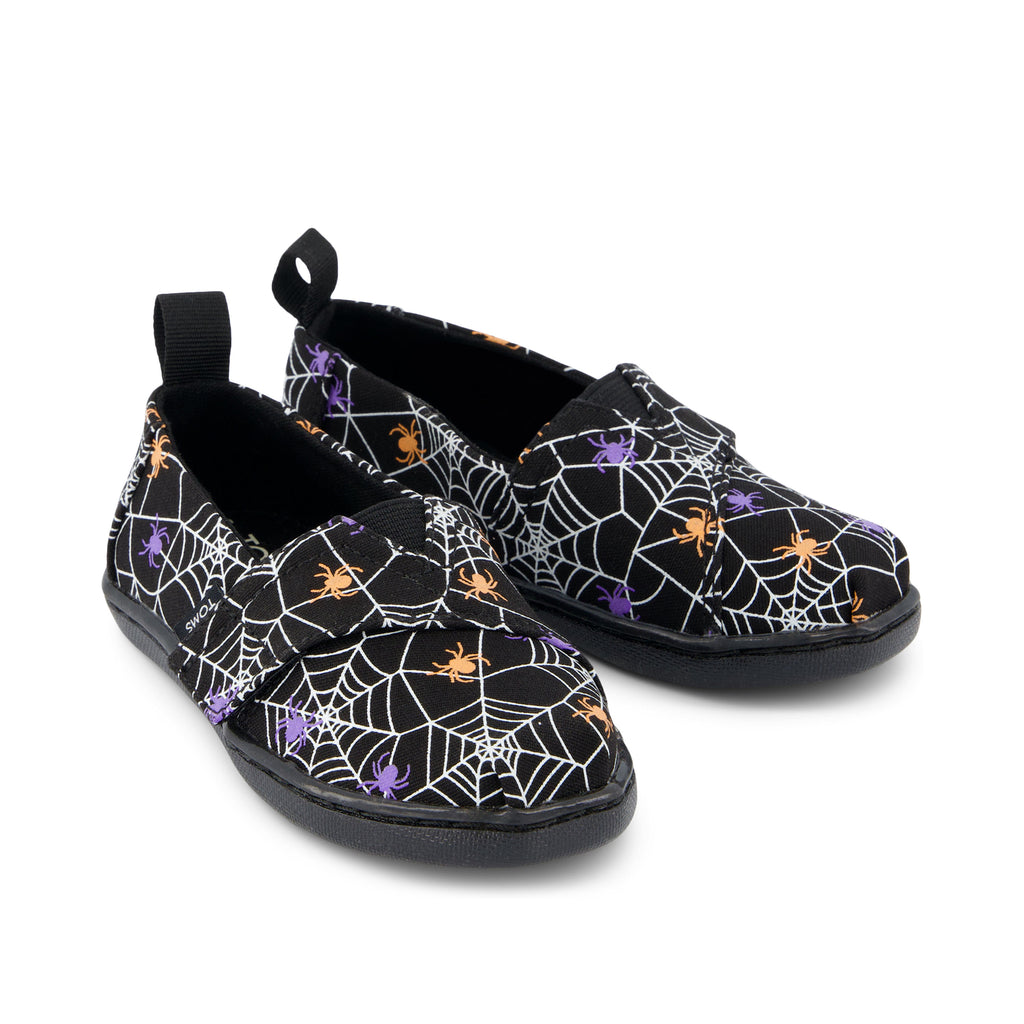 Alpargata Toddler Shoe - Black Glow In The Dark Spiders Front View