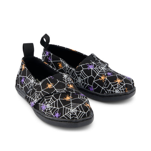 Alpargata Toddler Shoe - Black Glow In The Dark Spiders Front View