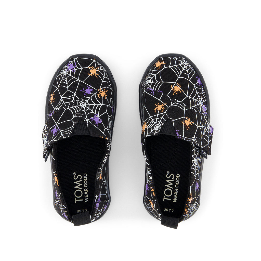 Alpargata Toddler Shoe - Black Glow In The Dark Spiders Top View