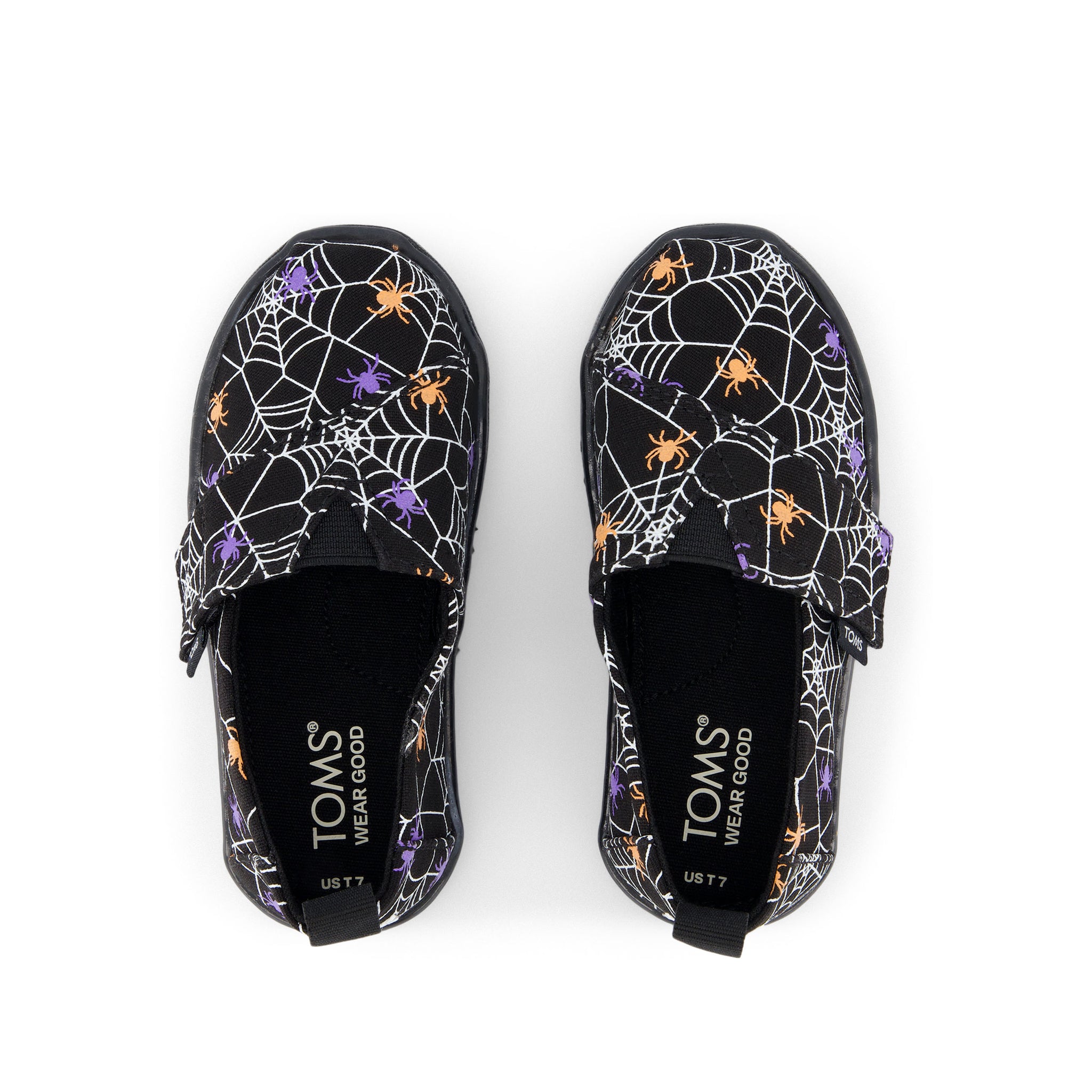 Alpargata Toddler Shoe - Black Glow In The Dark Spiders Top View