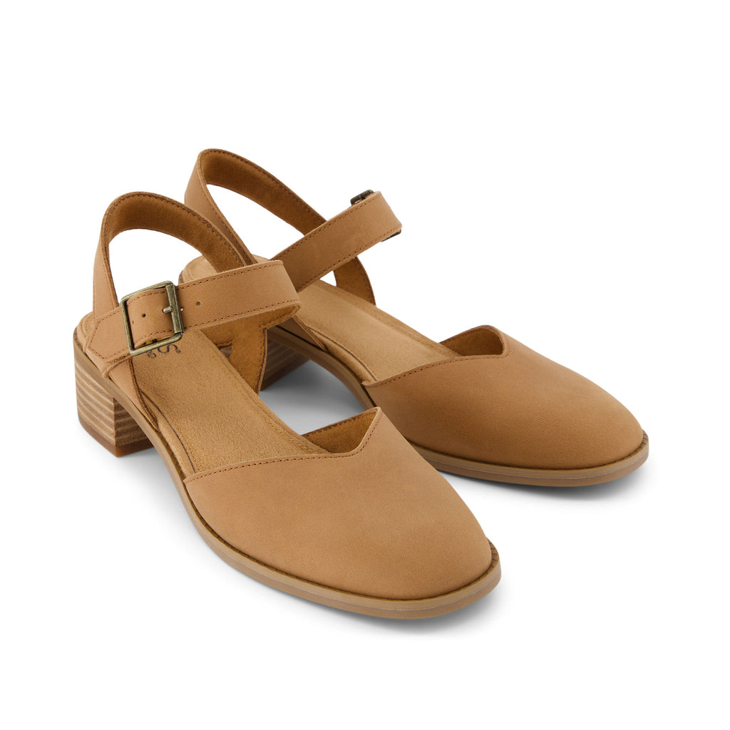 Jaclyn Brown Leather Heel Front View