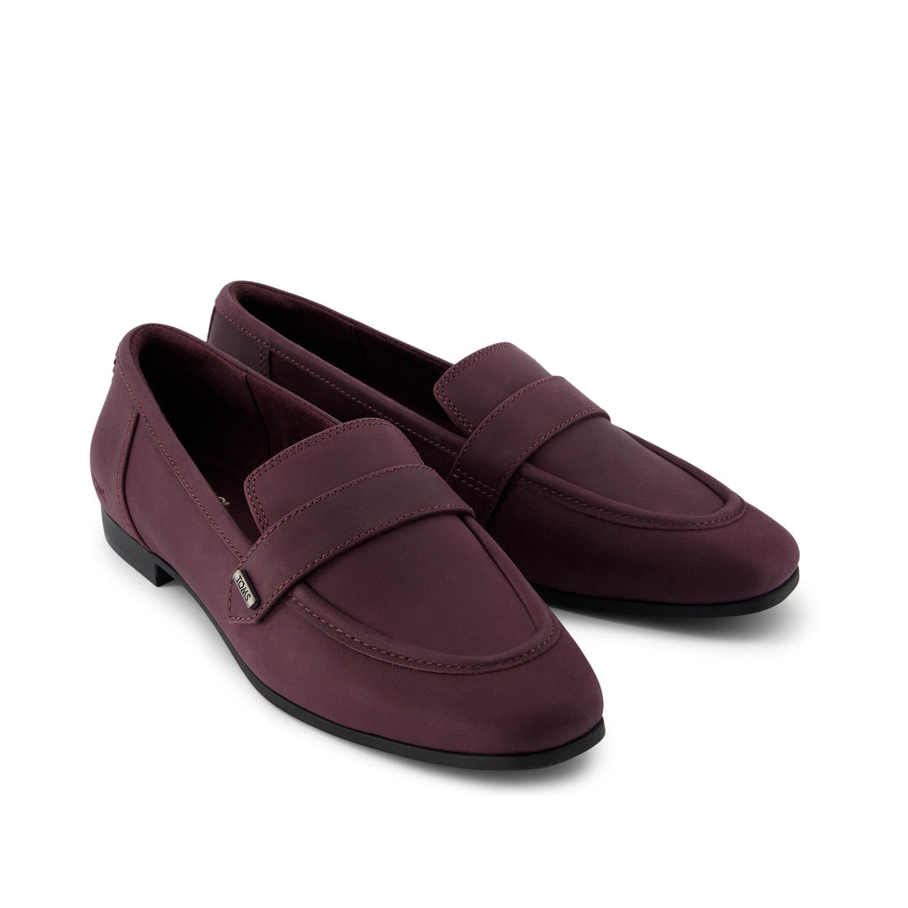 Lynette Blackberry Leather Loafer Front View