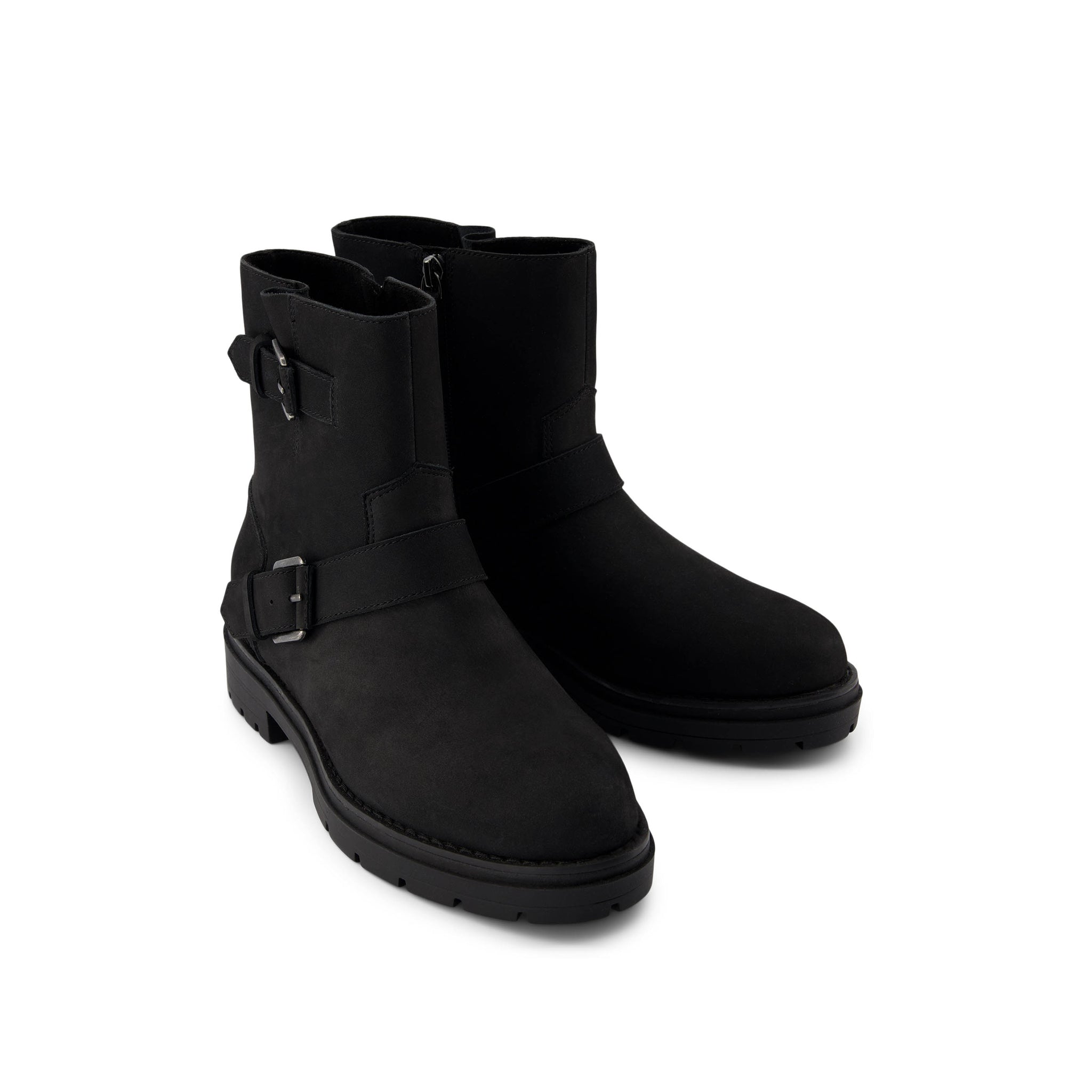 Ionie Moto Boot - Black Nubuck Leather Front View