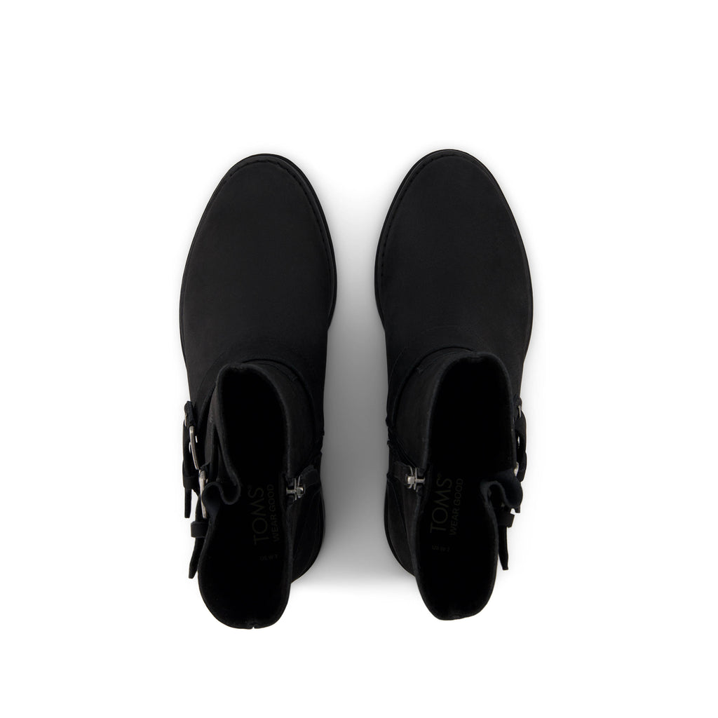 Ionie Moto Boot - Black Nubuck Leather Top View