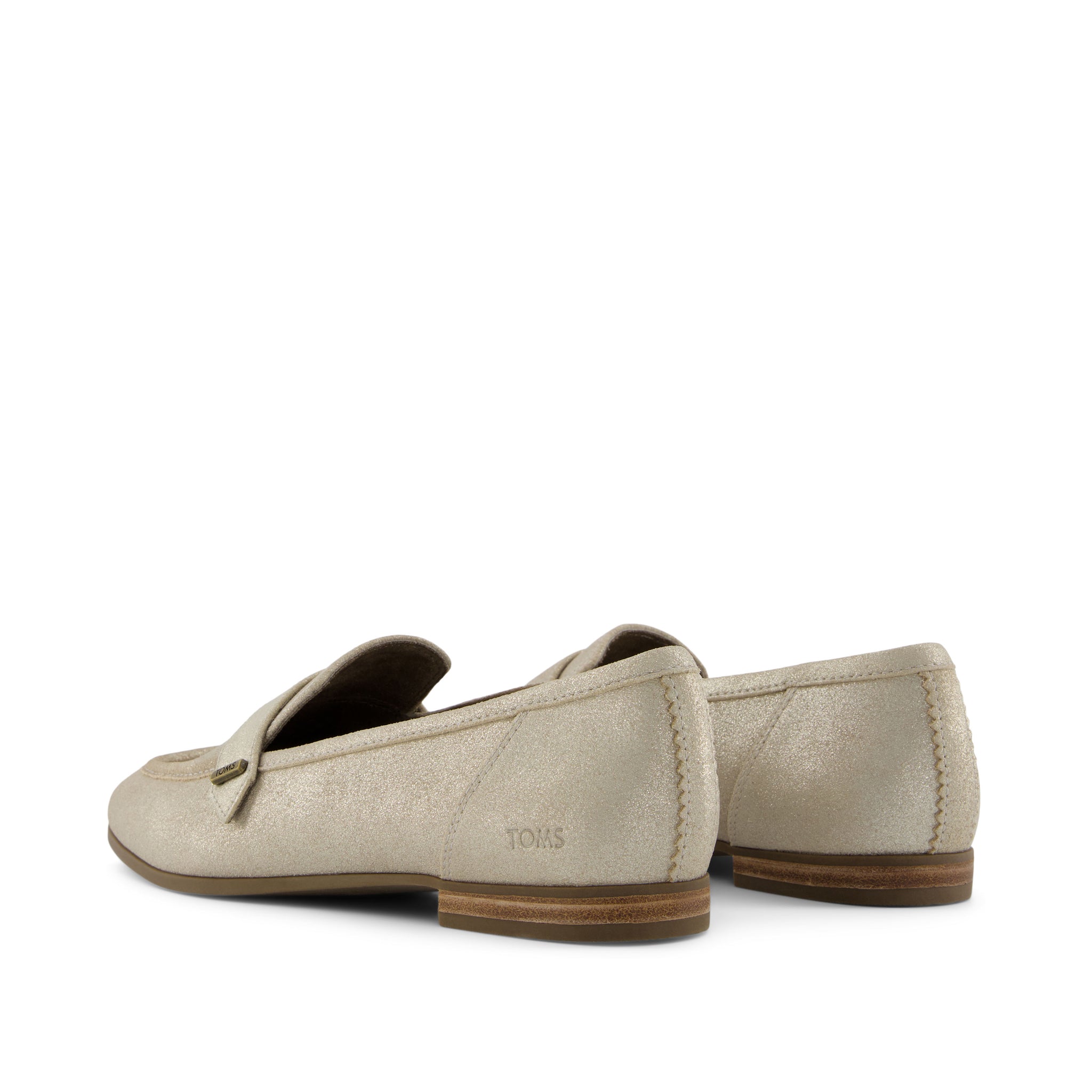 Lynette Champagne Metallic Suede Loafer Back View