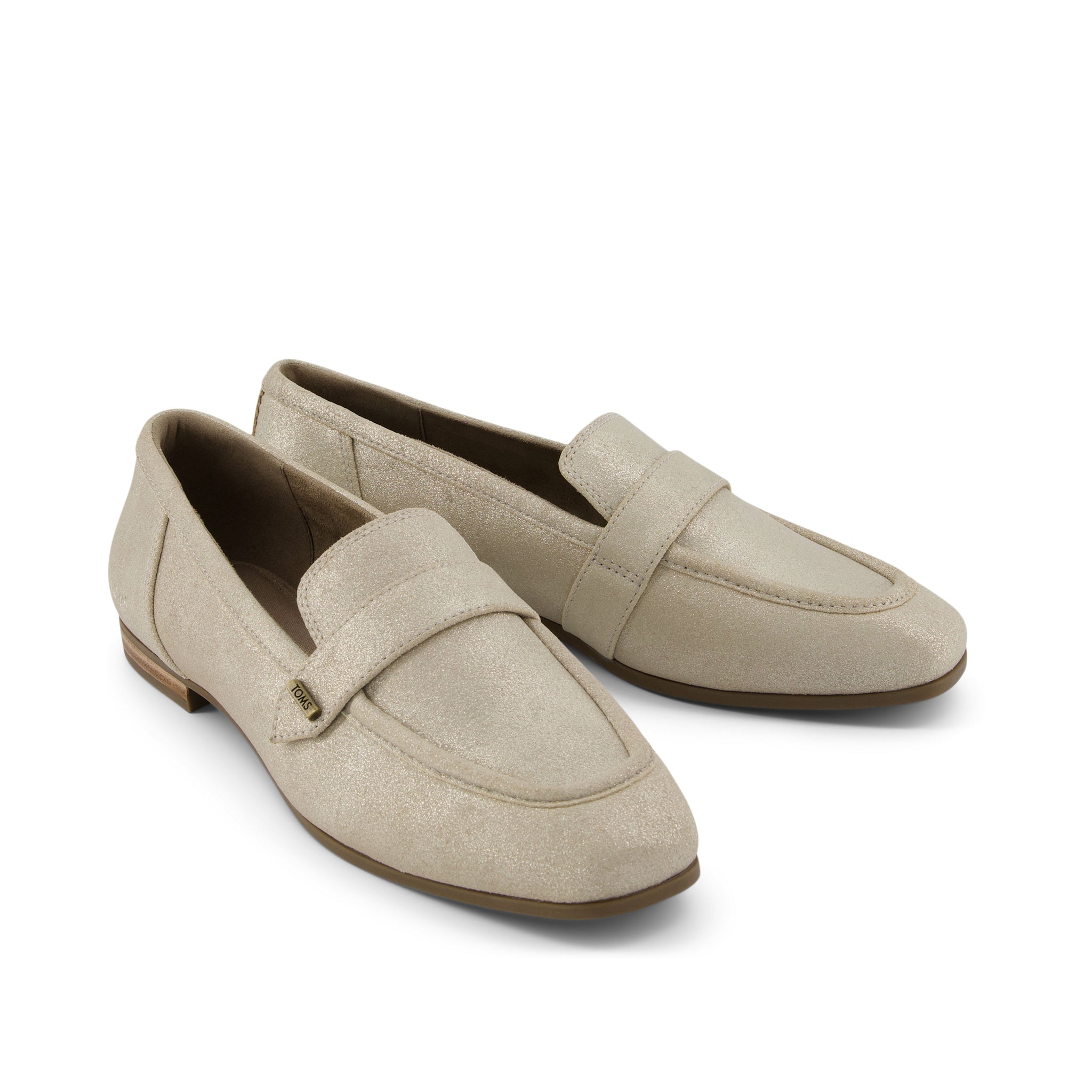 Lynette Champagne Metallic Suede Loafer Front View