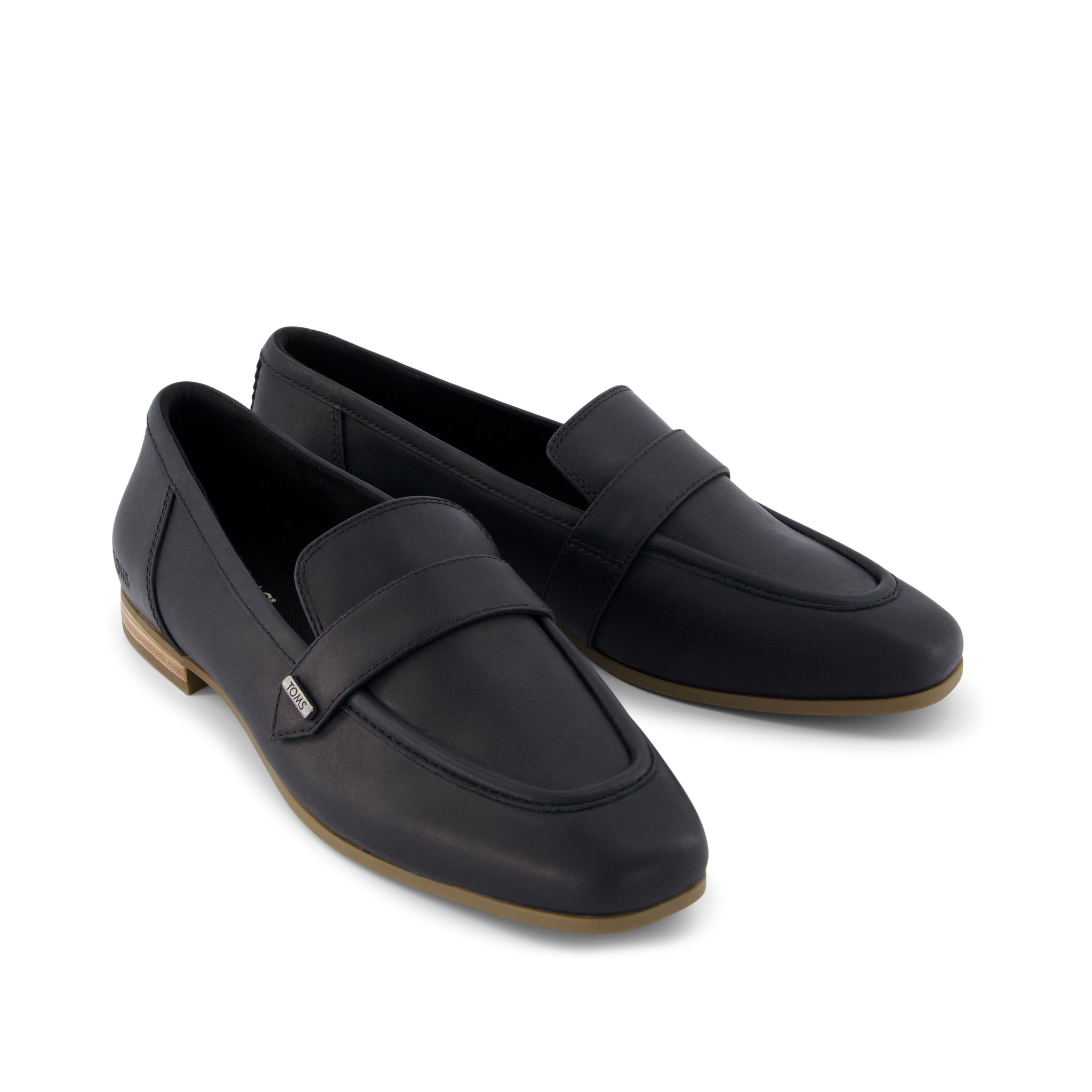 Lynette Black Leather Loafer Front View