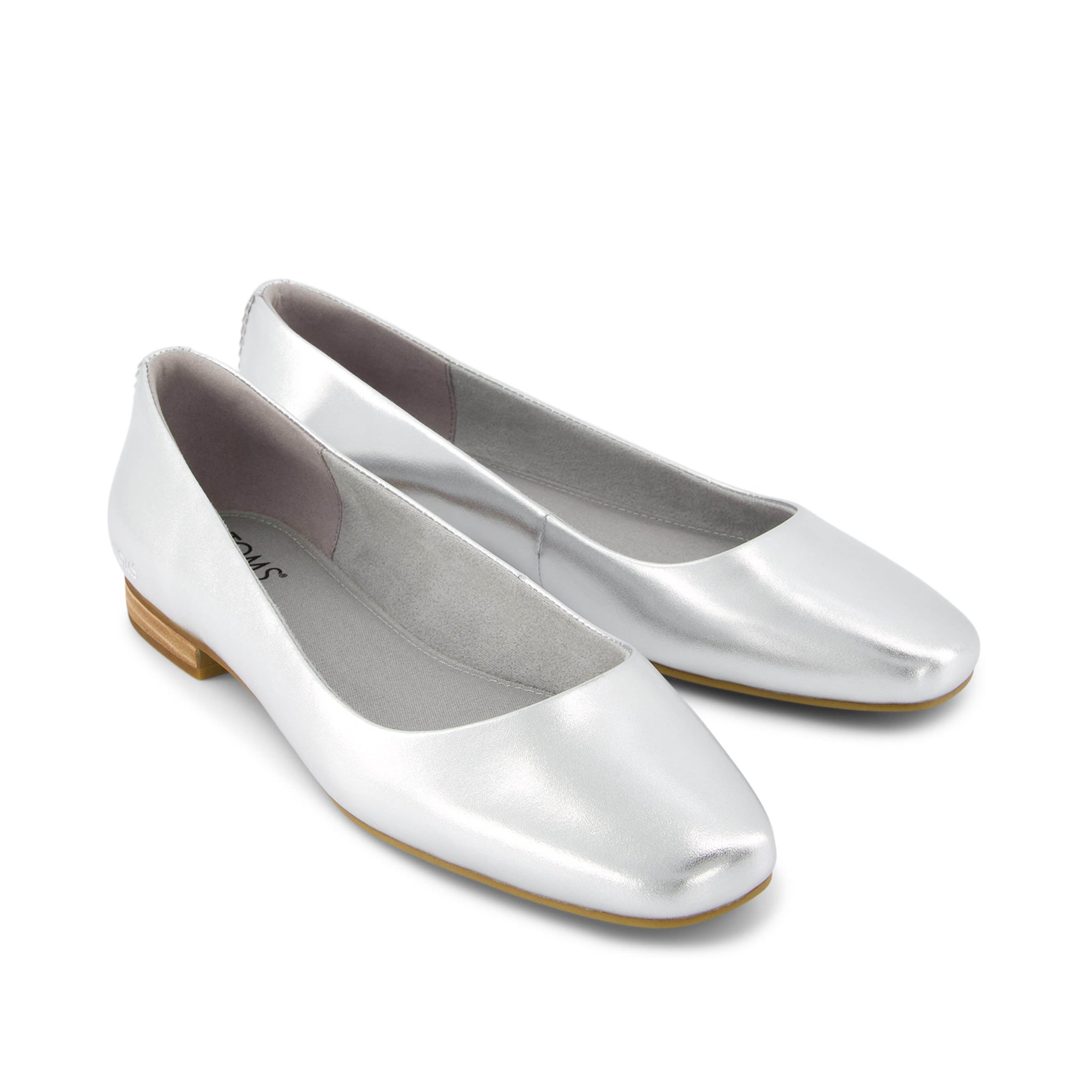 Briella Silver Metallic Leather Flat Front View