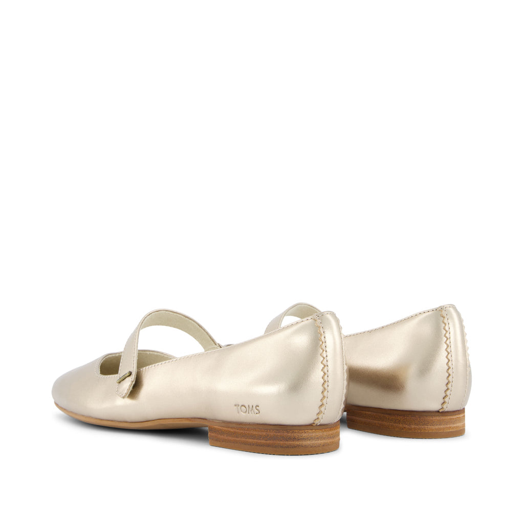 Bianca Gold Metallic Leather Flat Back View