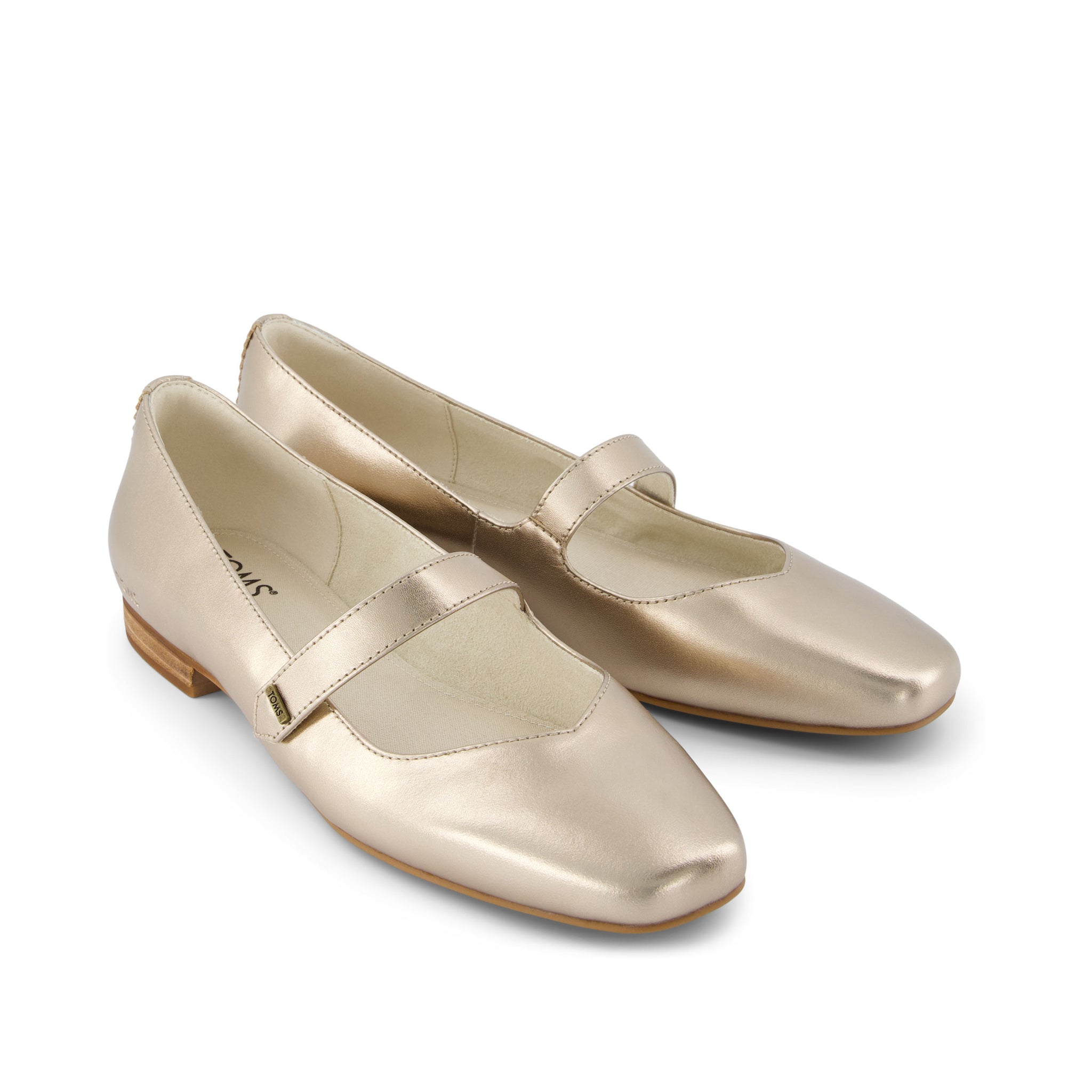 Bianca Gold Metallic Leather Flat Front View