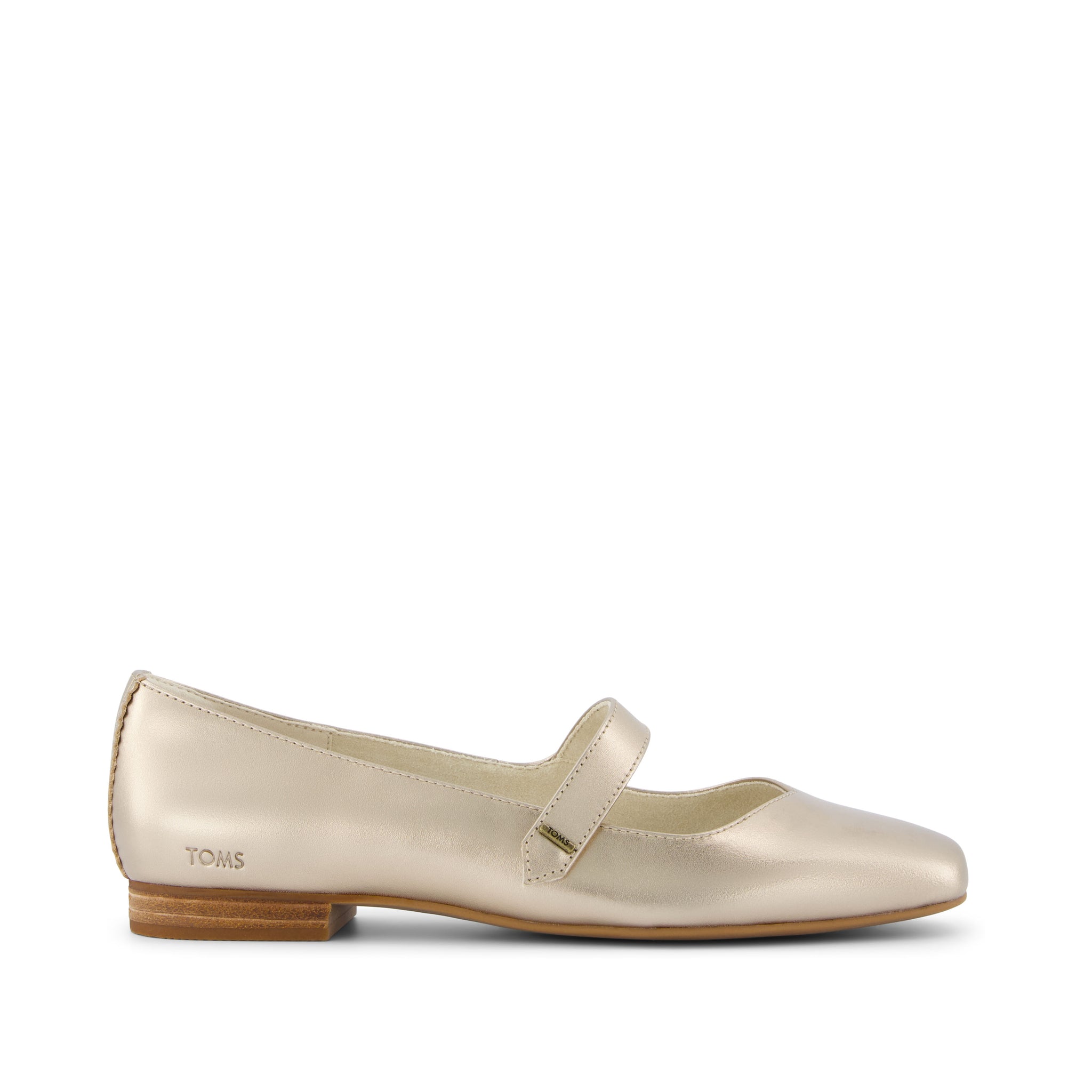 Bianca Gold Metallic Leather Flat Side View