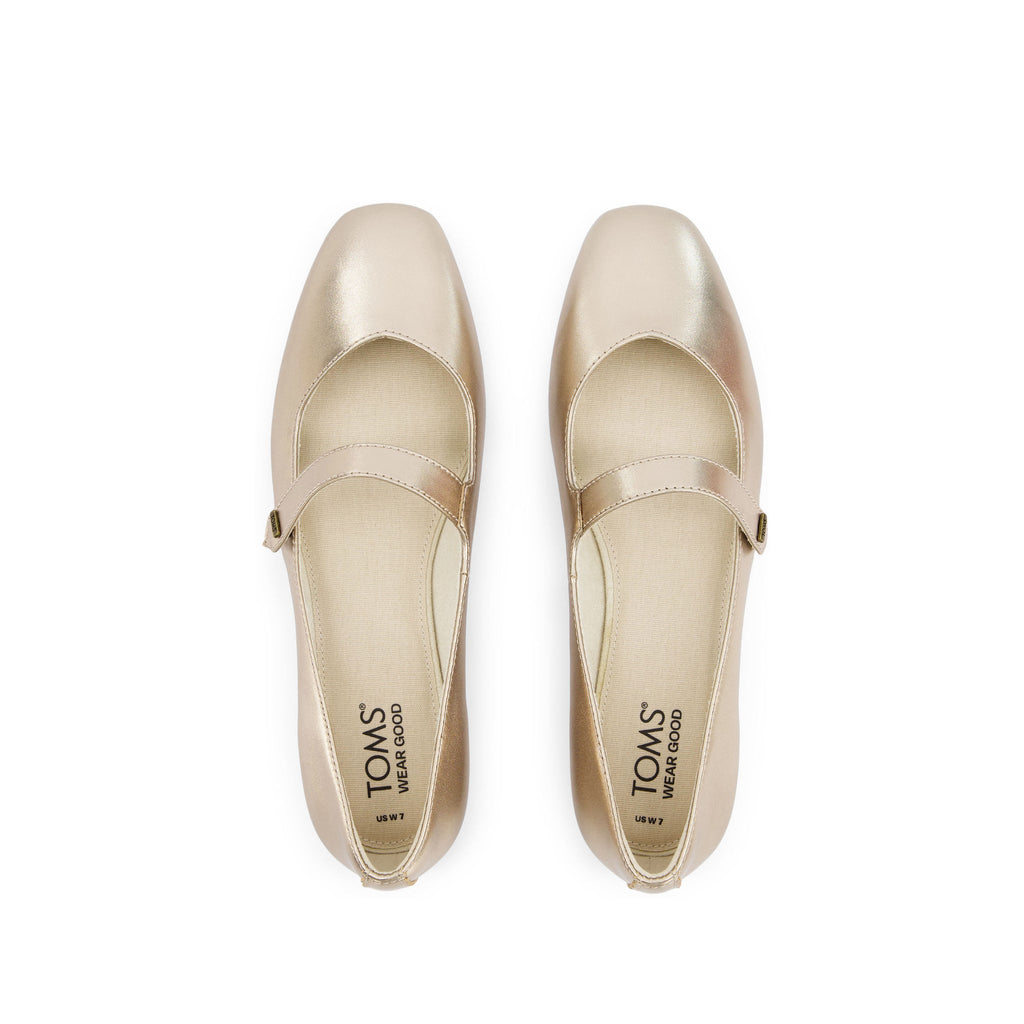Bianca Gold Metallic Leather Flat Top View