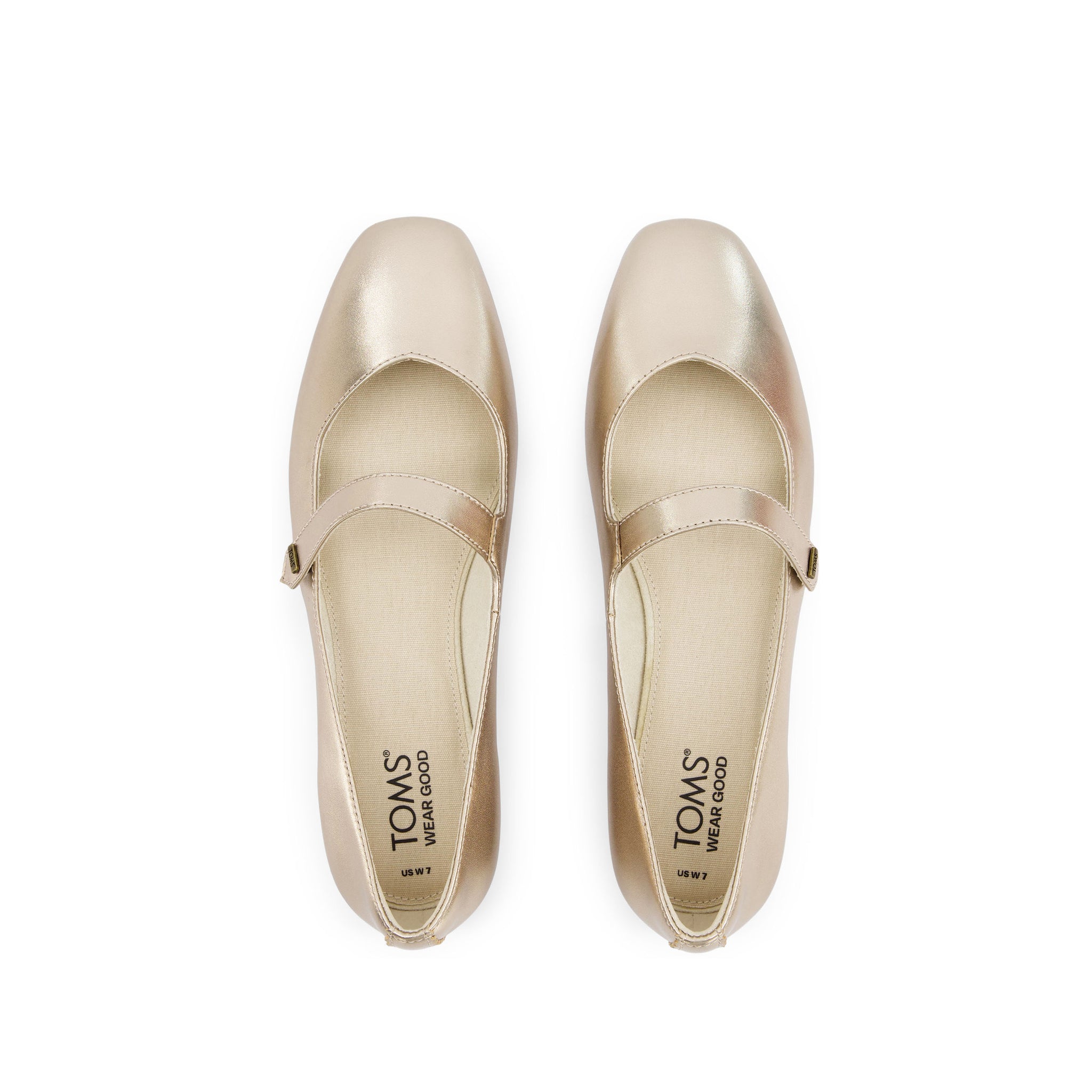 Bianca Gold Metallic Leather Flat Top View