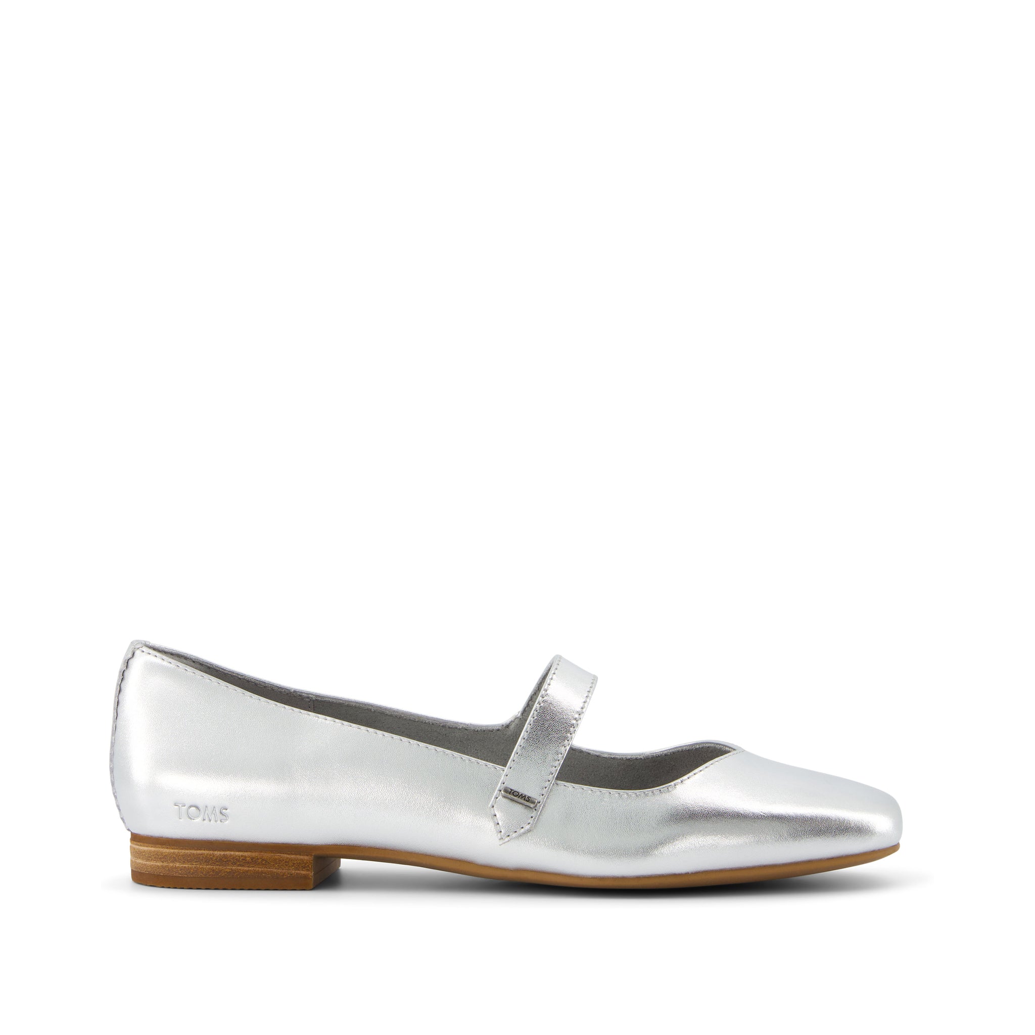 Bianca Silver Metallic Leather Flat Side View