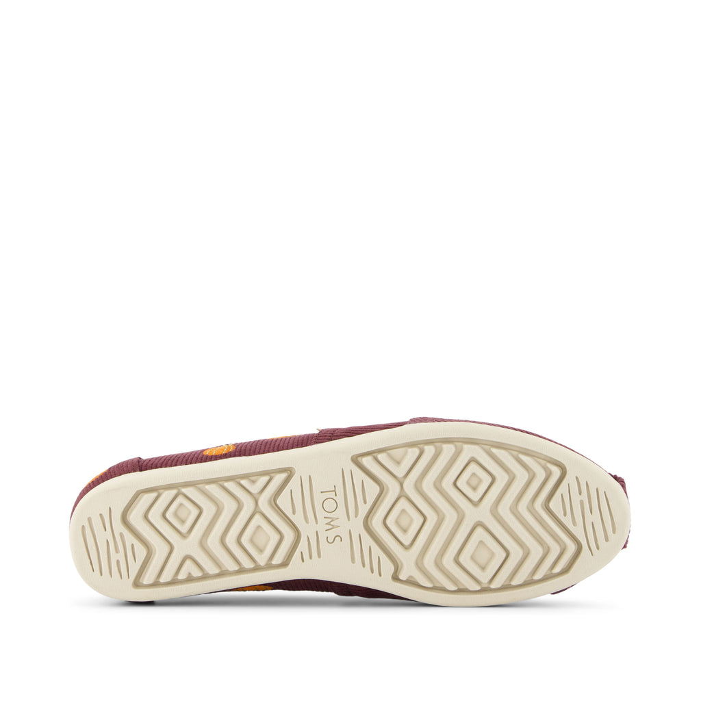 Alpargata Cloudbound - Burgundy Corduroy Embroidered Pumpkins Bottom Sole View