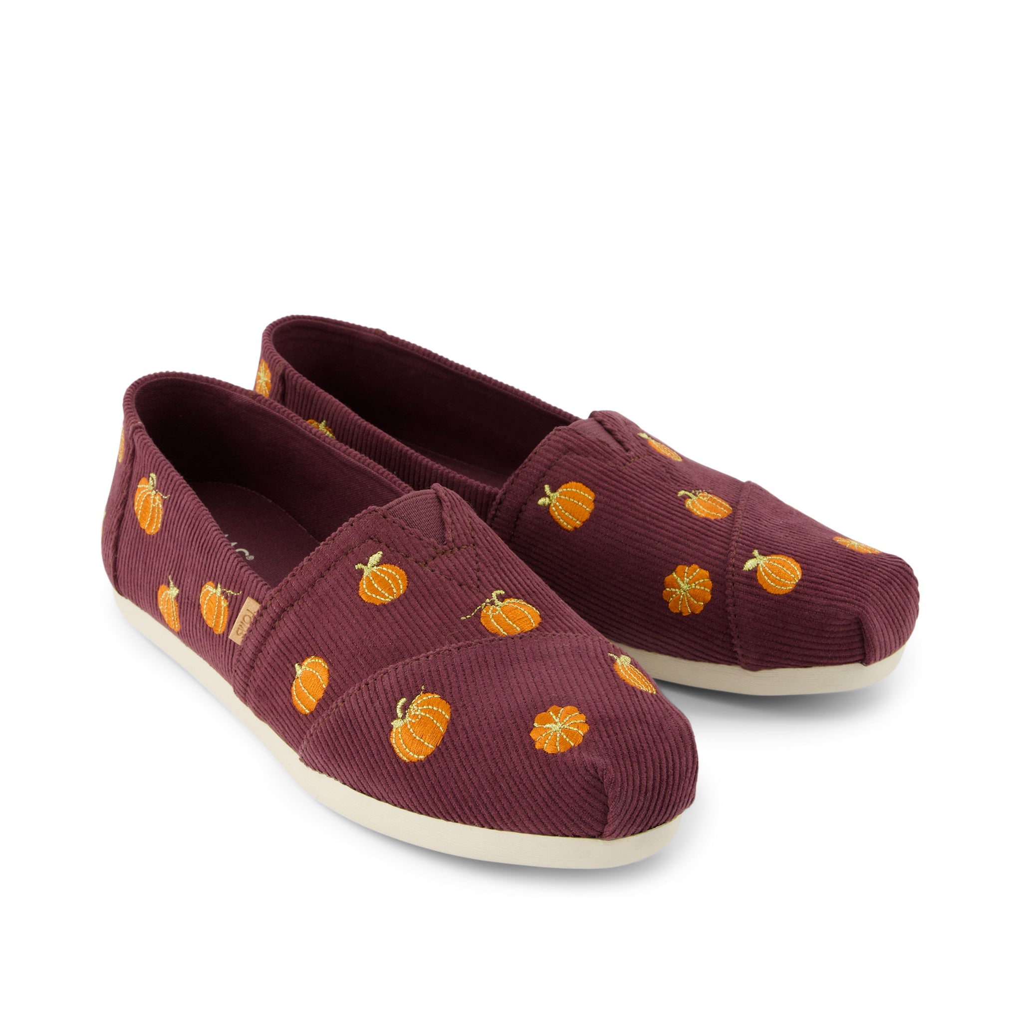 Alpargata Cloudbound - Burgundy Corduroy Embroidered Pumpkins Front View