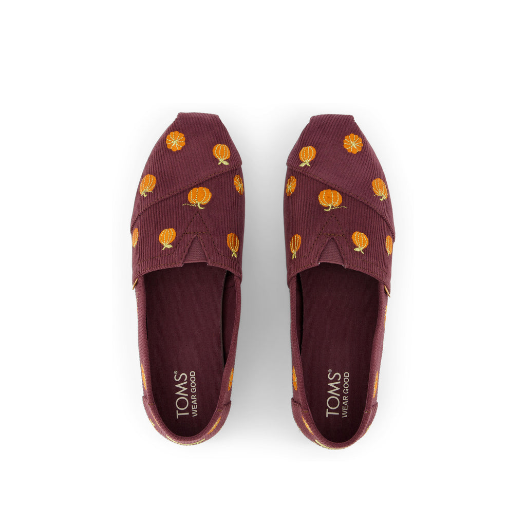 Alpargata Cloudbound - Burgundy Corduroy Embroidered Pumpkins Top View