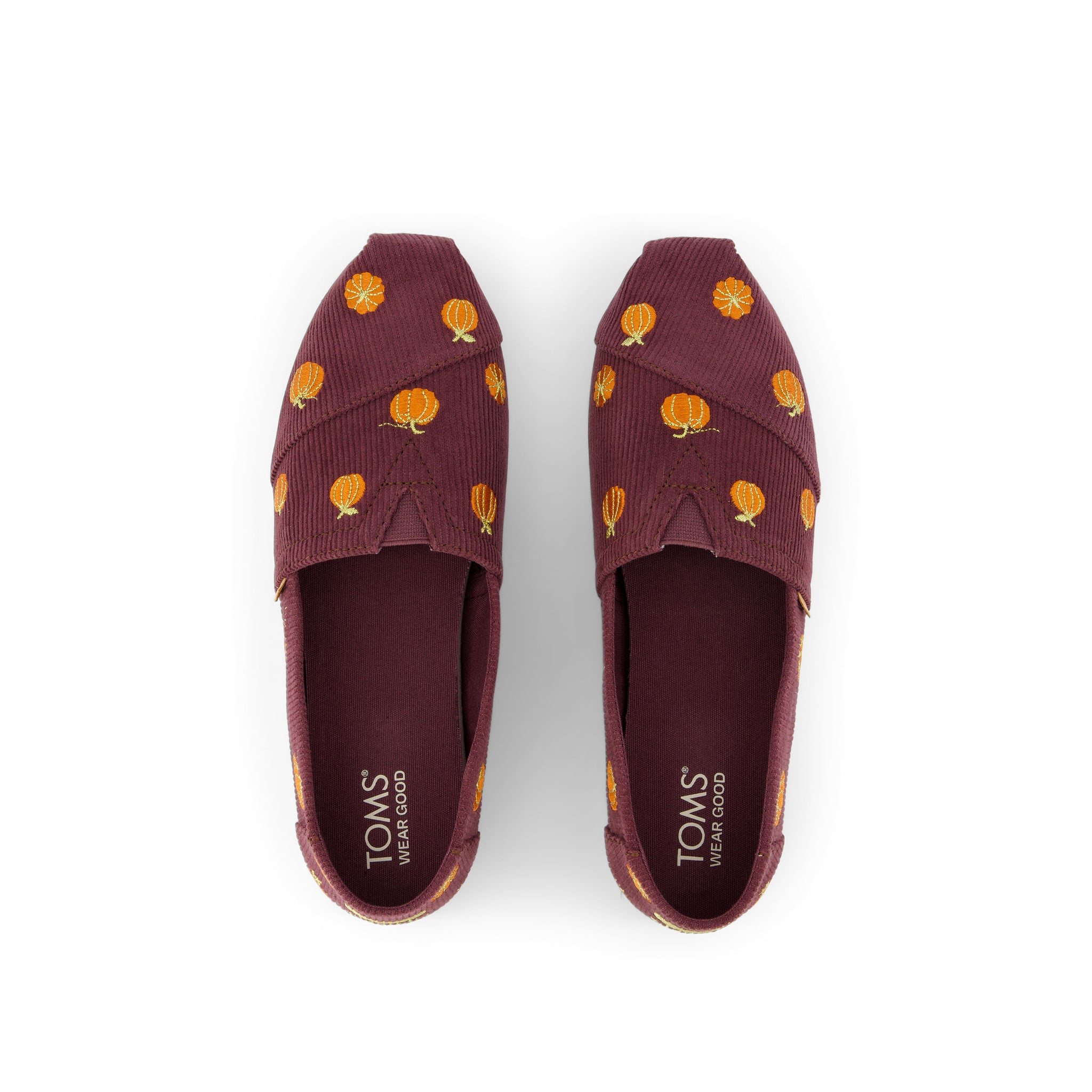 Alpargata Cloudbound - Burgundy Corduroy Embroidered Pumpkins Top View