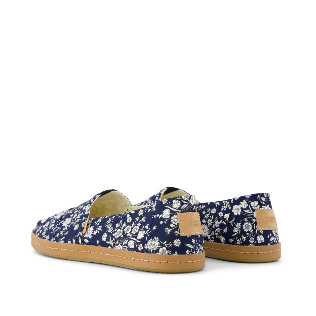Alpargata Navy Summer Blooms On Tana Lawn Leather Wrap Back View