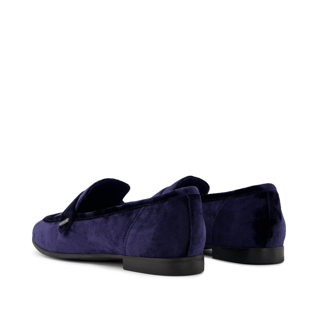 Lynette Loafer - Navy Crushed Velvet Back View