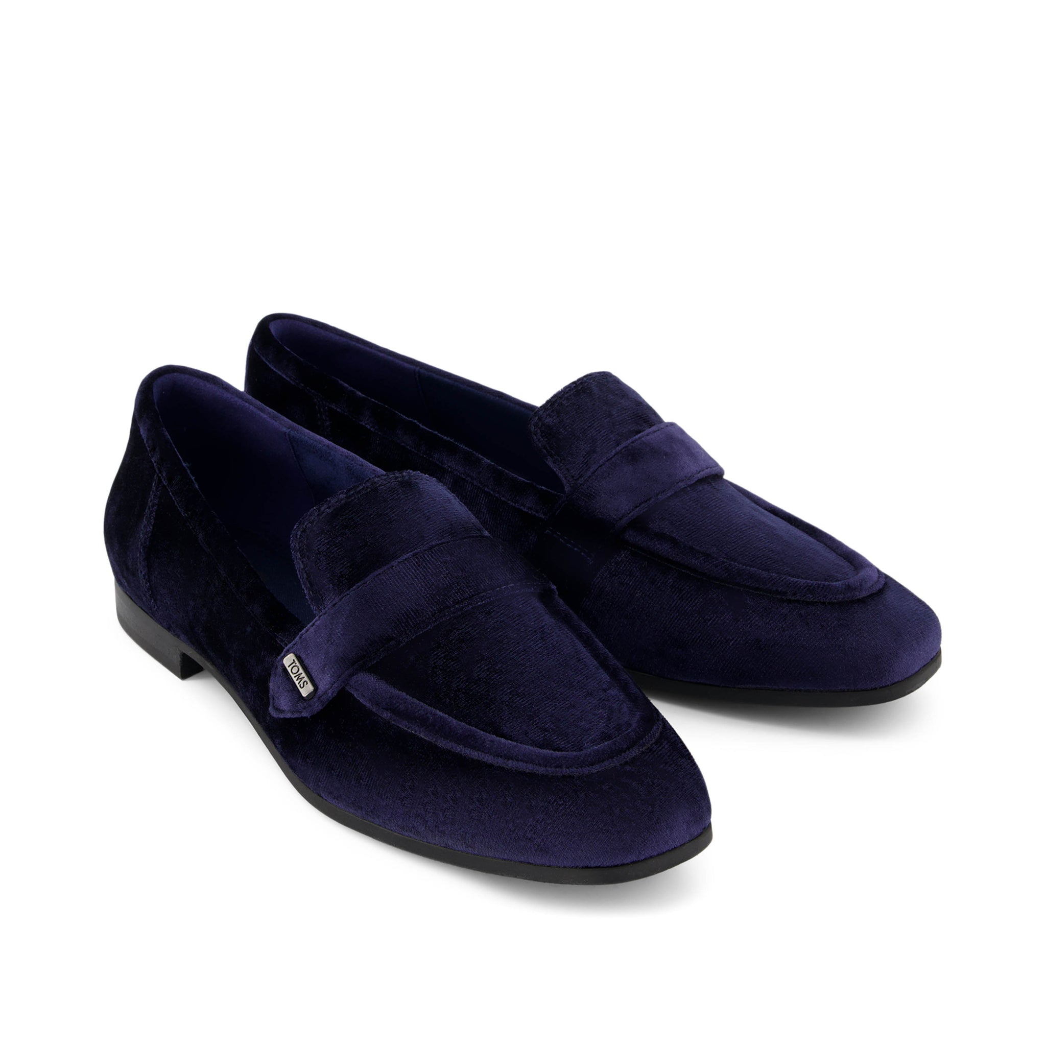 Lynette Loafer - Navy Crushed Velvet Front View