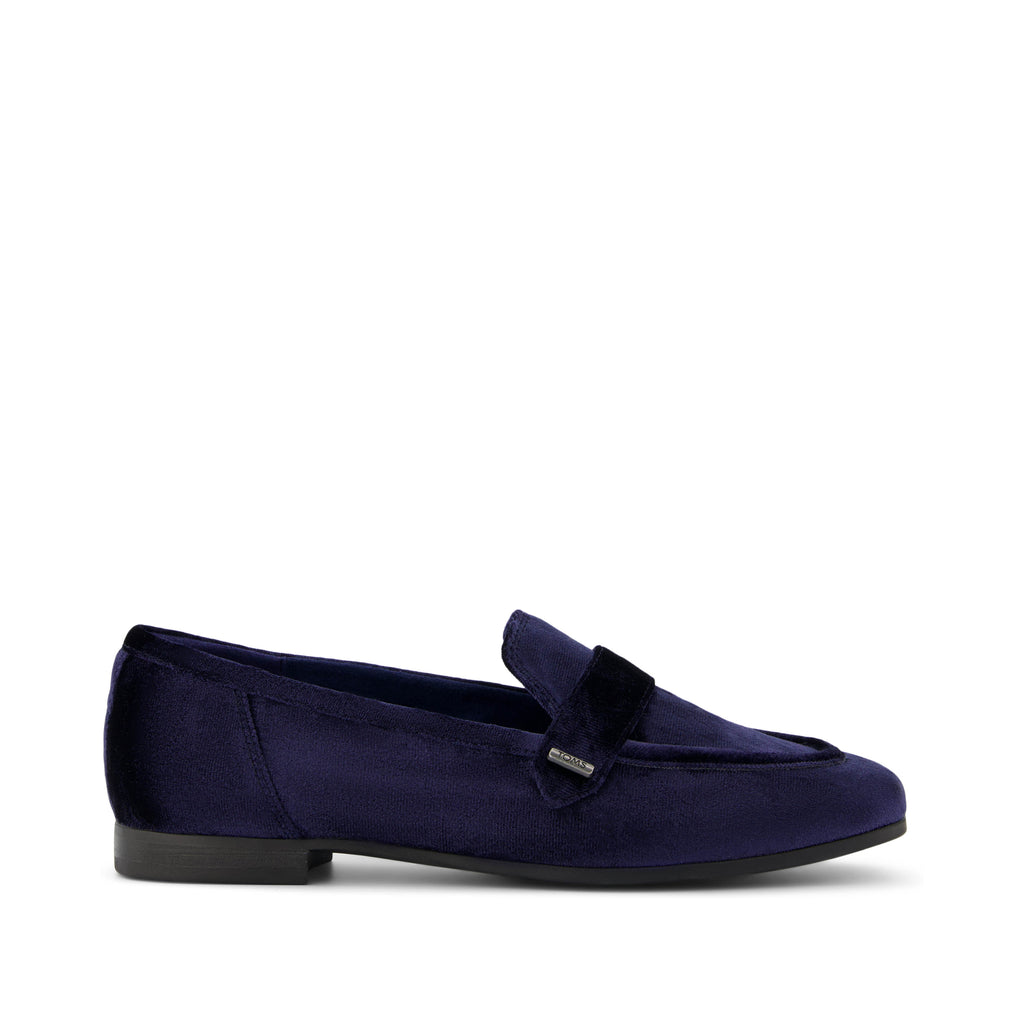 Lynette Loafer - Navy Crushed Velvet Side View