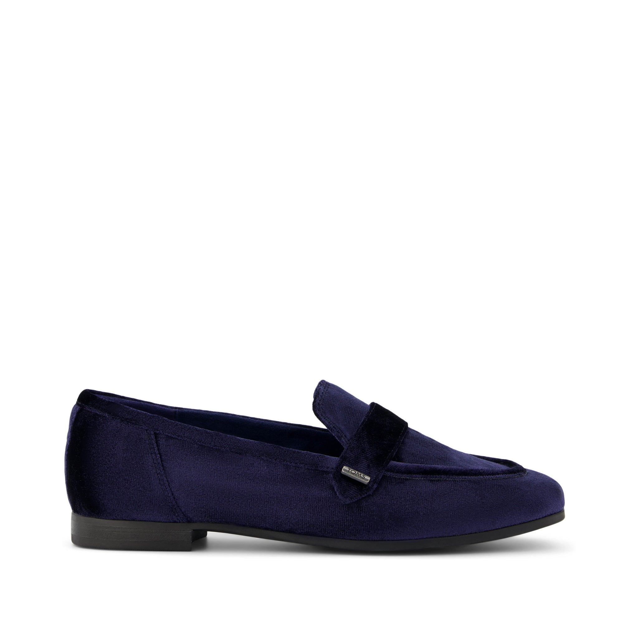 Lynette Loafer - Navy Crushed Velvet Side View