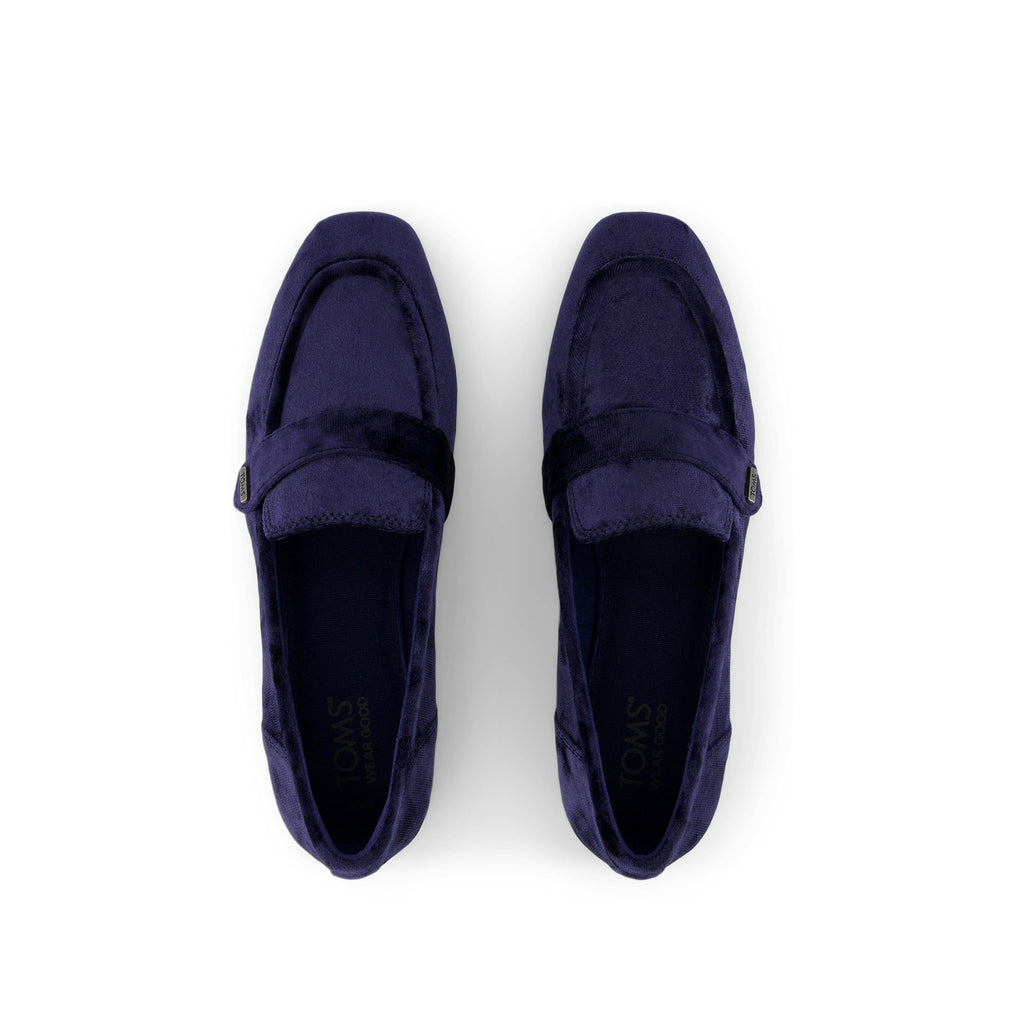 Lynette Loafer - Navy Crushed Velvet Top View