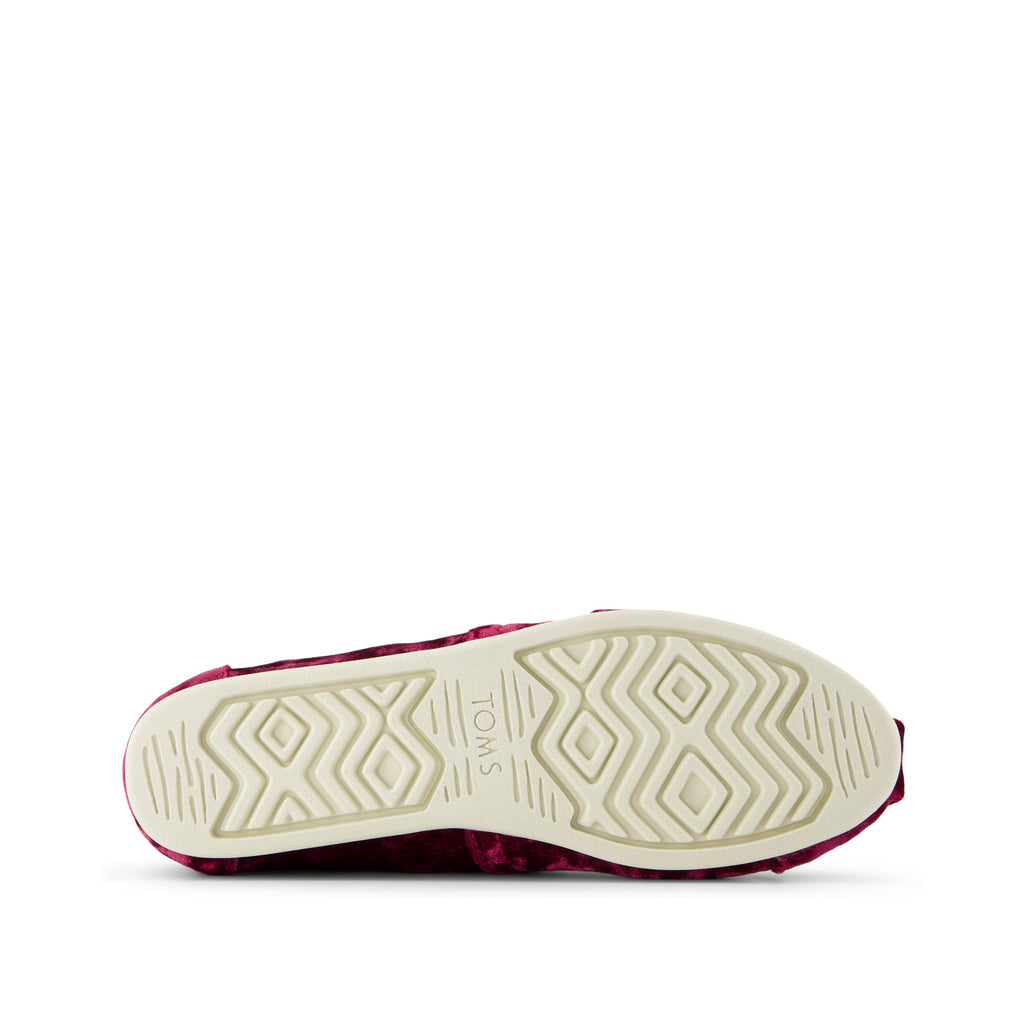 Alpargata Leatherwrap - Berry Burgundy Crushed Velvet Bottom Sole View
