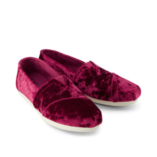 Alpargata Leatherwrap - Berry Burgundy Crushed Velvet Front View