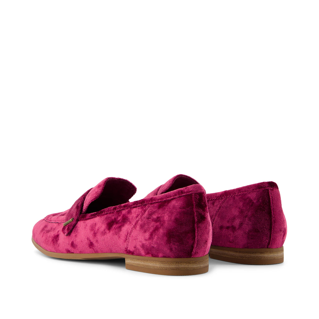 Lynette Loafer - Berry Burgundy Crushed Velvet Back View