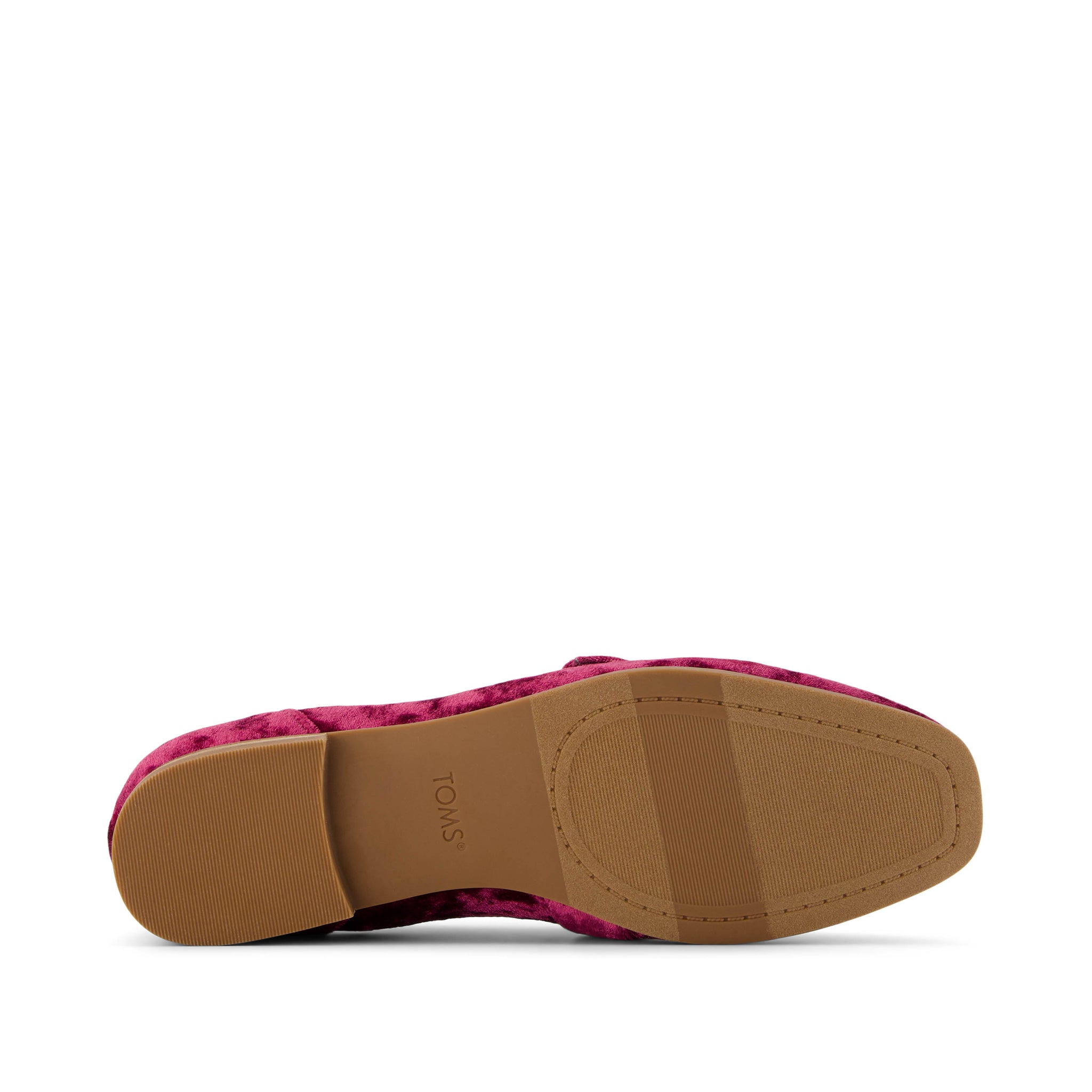 Lynette Loafer - Berry Burgundy Crushed Velvet Bottom Sole View
