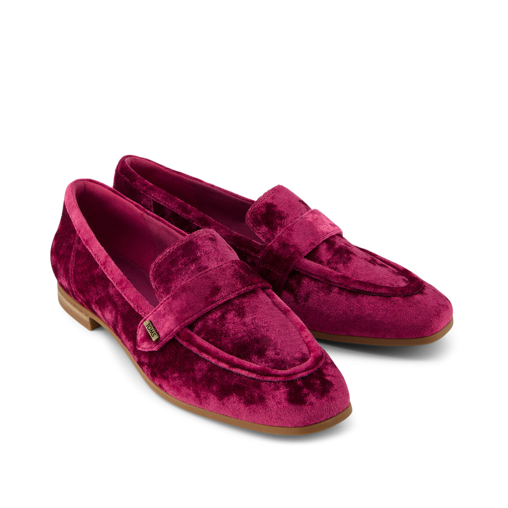 Lynette Loafer - Berry Burgundy Crushed Velvet Front View